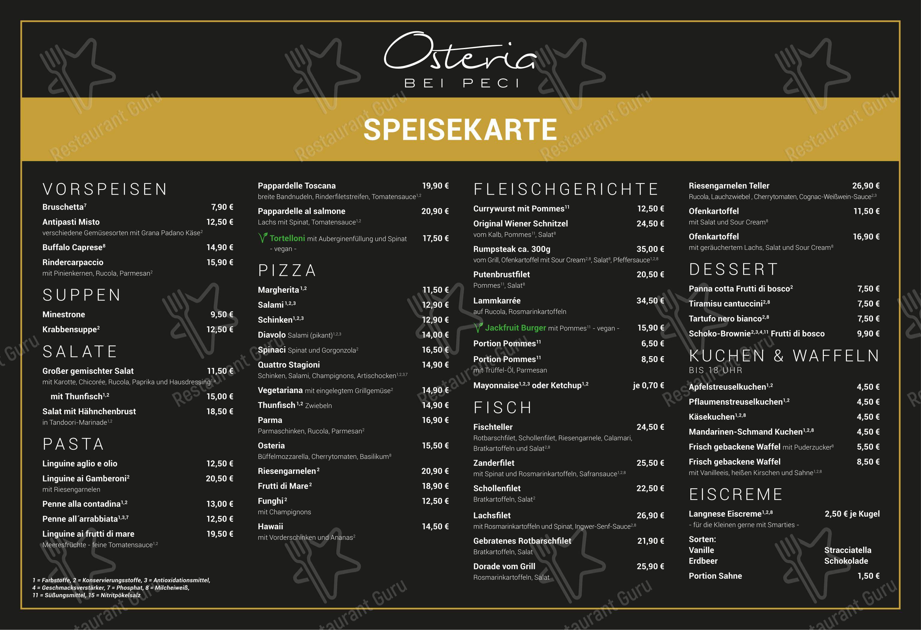 Osteria bei Peci в Бюзуме - Меню