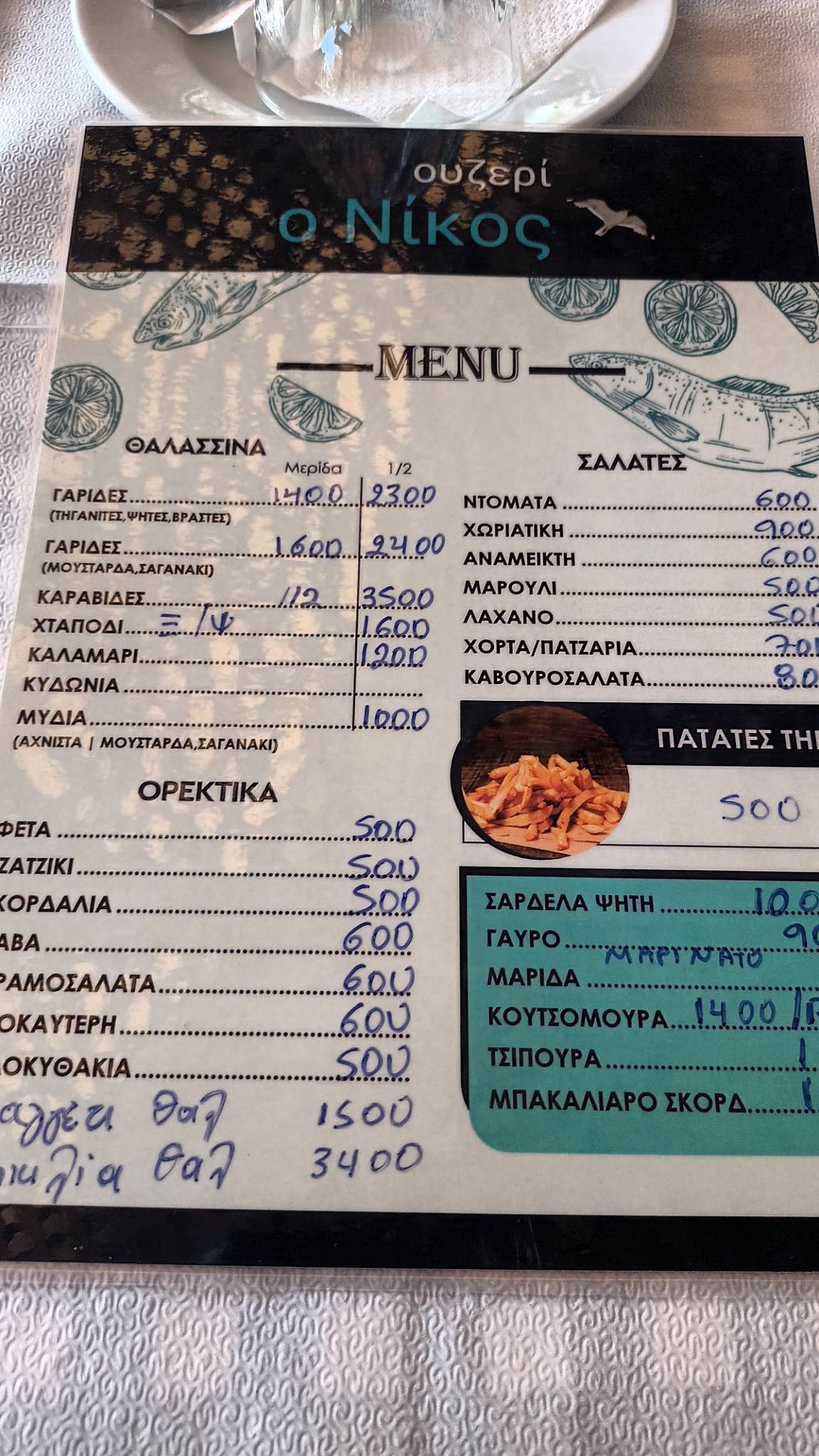 Ουζερί ο Νίκος меню