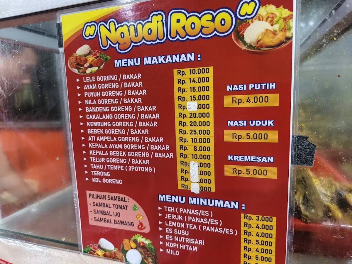 PECEL LELE NGUDI ROSO меню