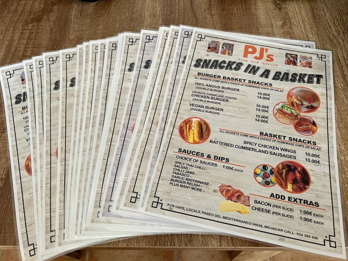 PJ's The Pie Shop меню