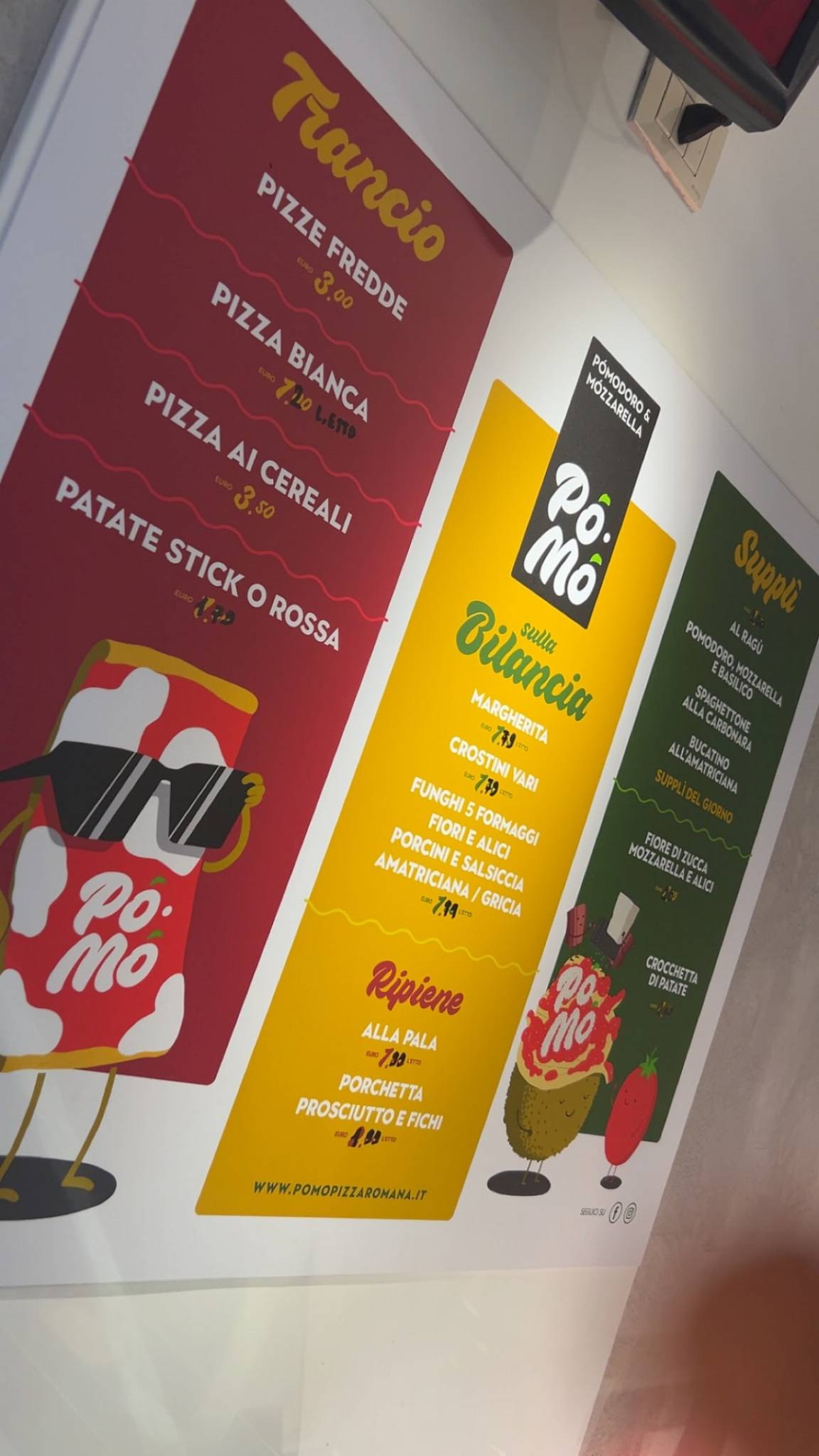 Pòmò - Pizza al taglio e Suppli Roma Centro меню