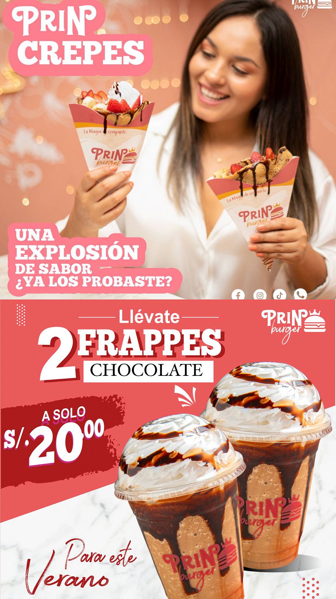PRIN BURGER - restaurante & crepería / cafetería / heladería меню