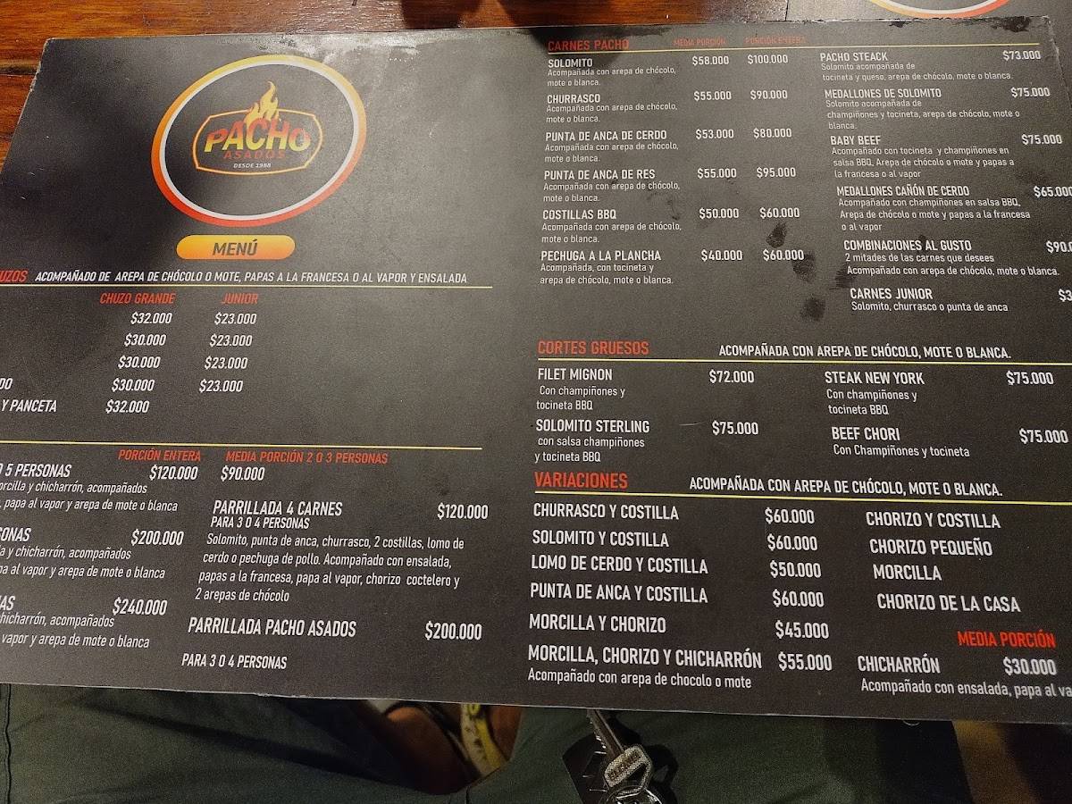 Pacho Asados меню