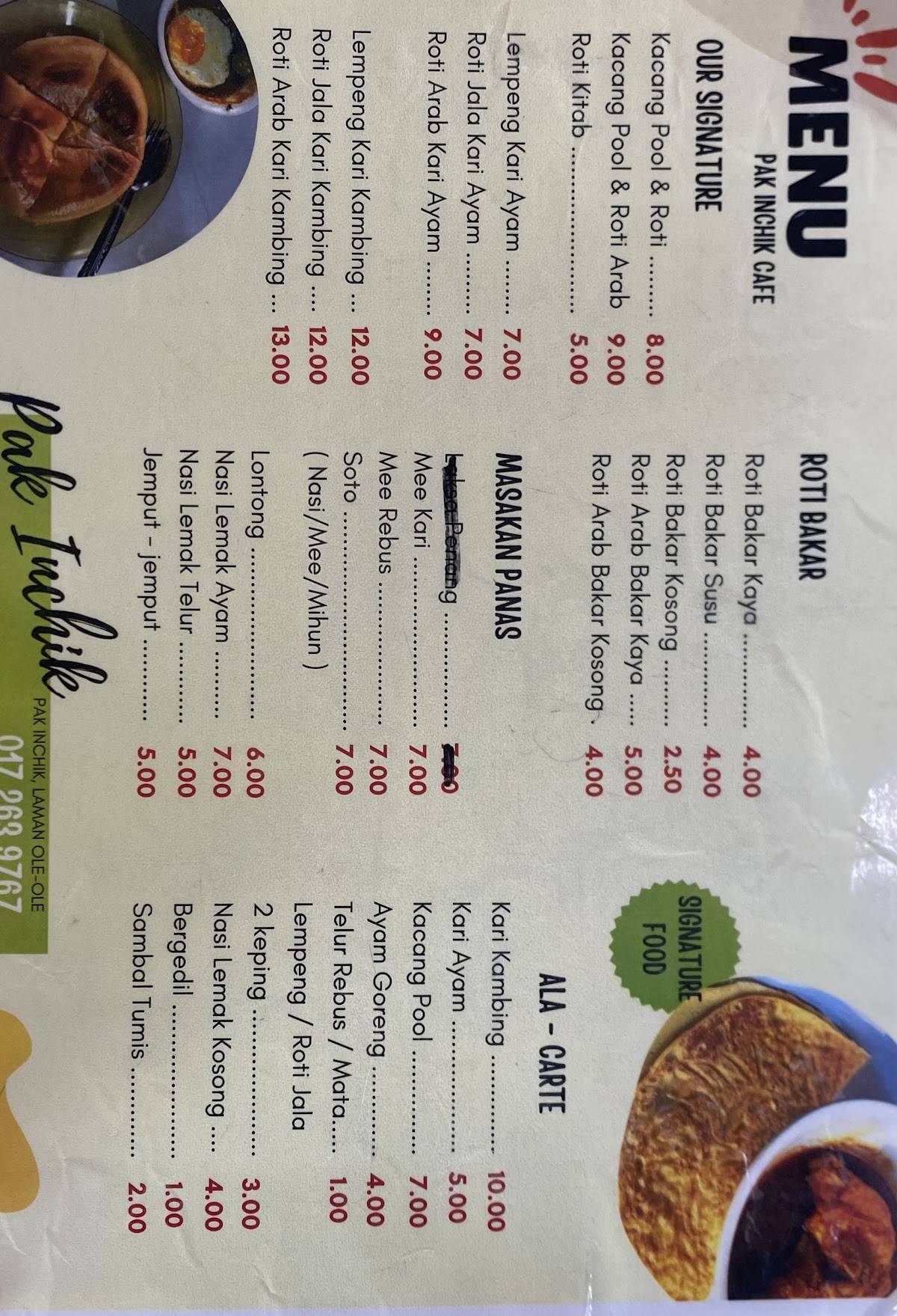 Pak Inchik Cafe Muar меню