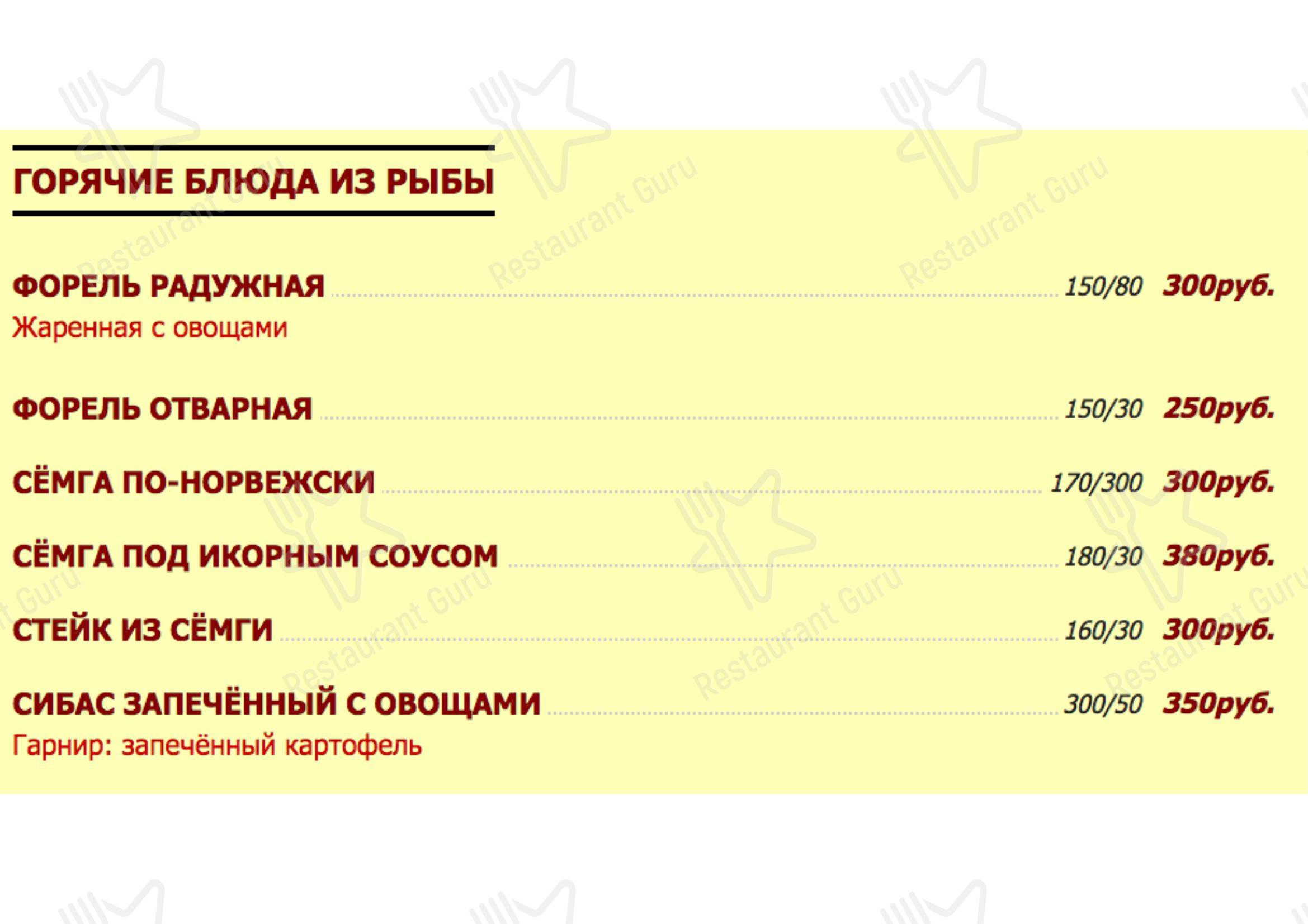 Меню для посетителей ресторана Палермо