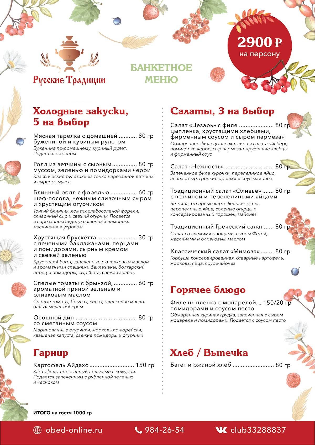 Панорама меню