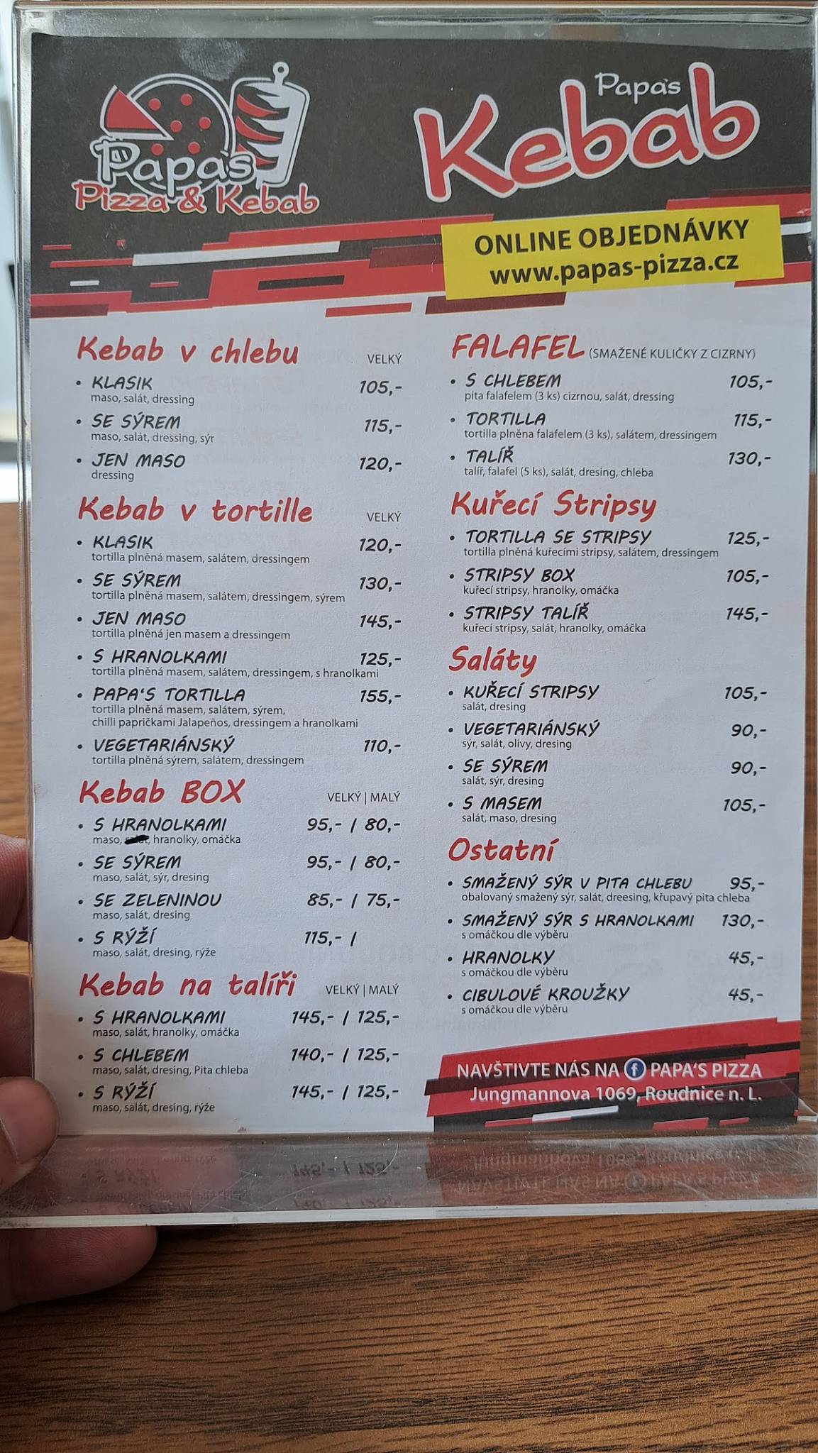 Papas Pizza & Kebab Roudnice меню