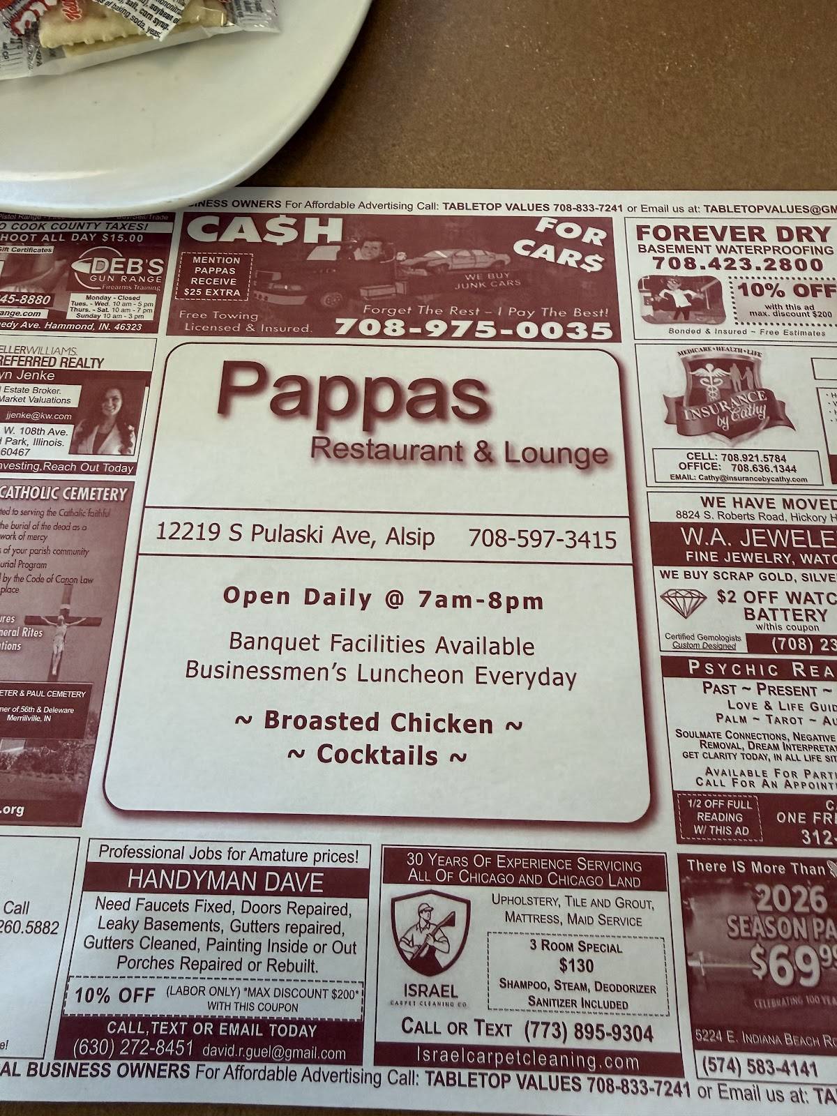Pappas Restaurant & Lounge меню