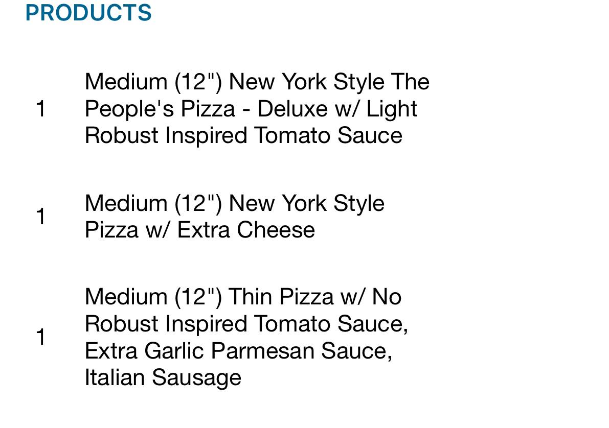 Domino's Pizza меню