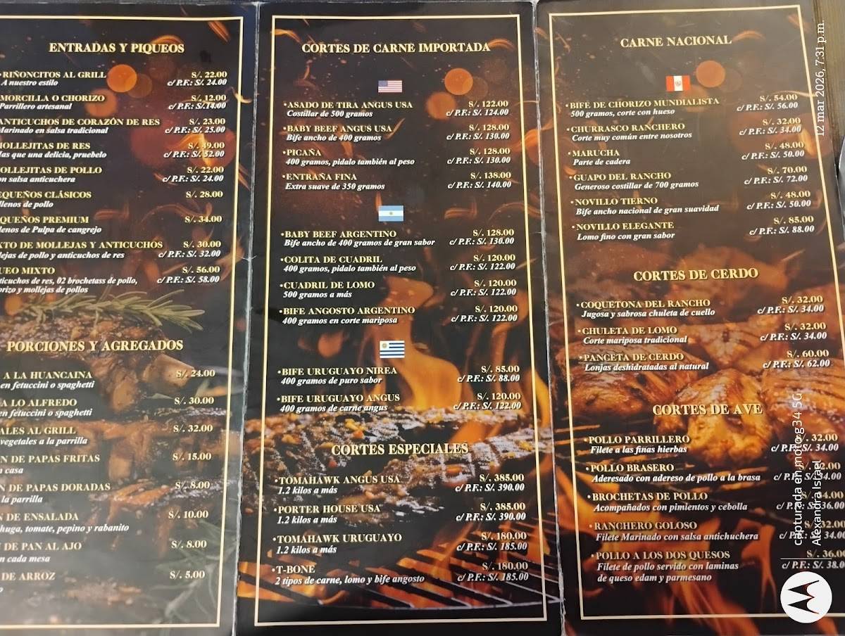 Parrilladas El Rancho меню