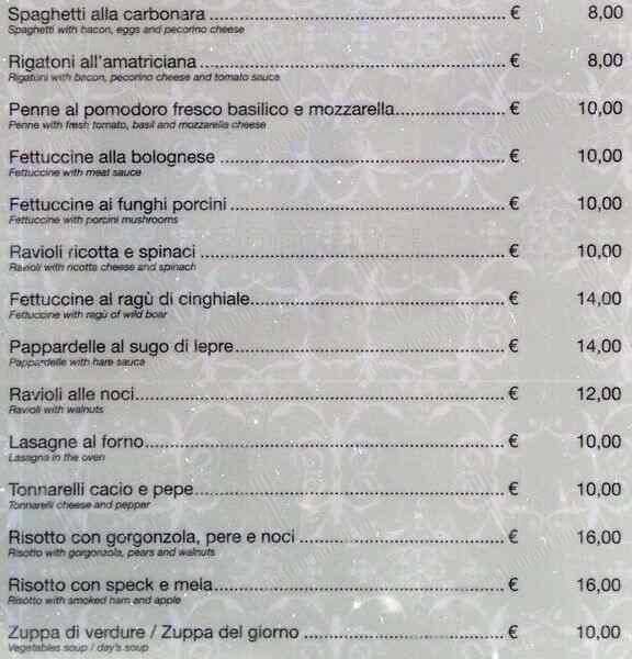 bar amore меню