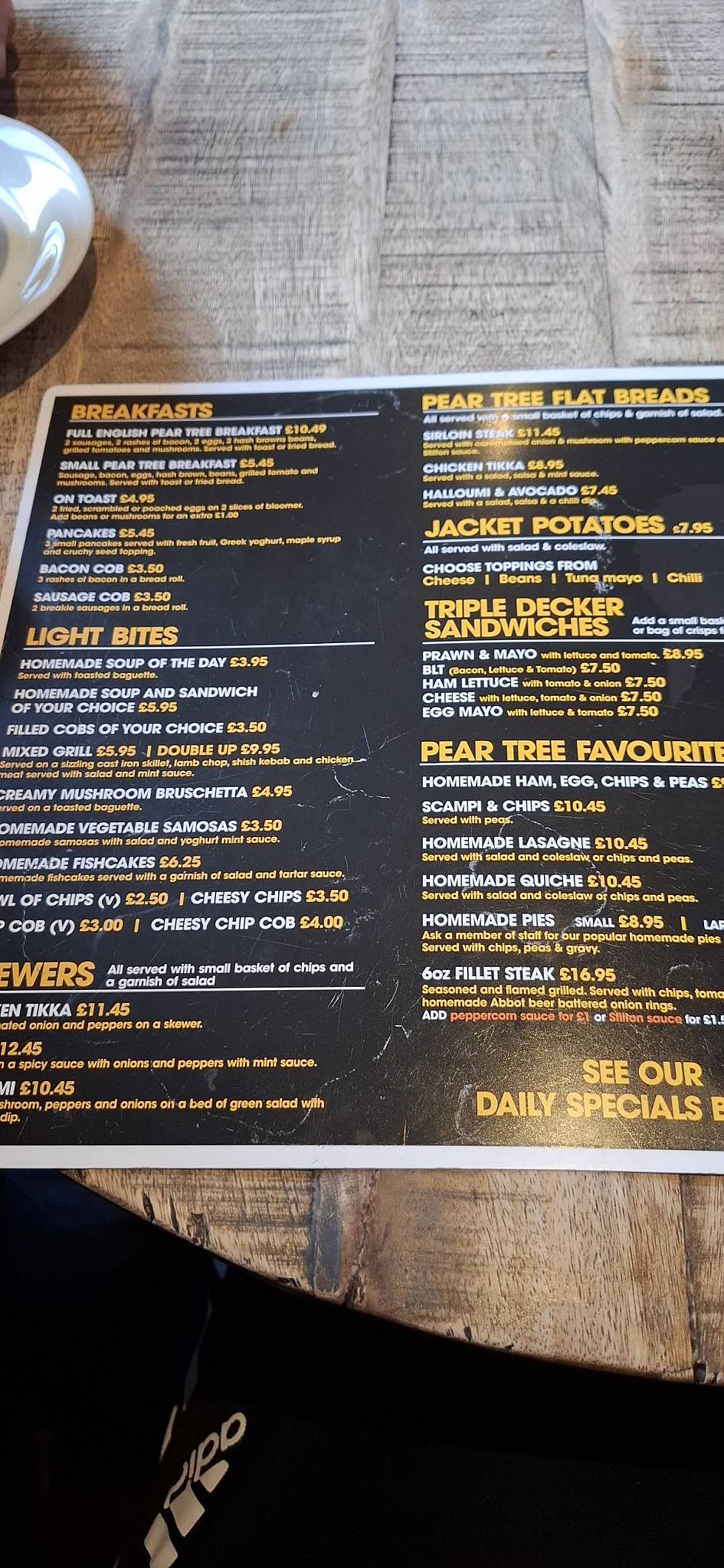 Pear Tree Hotel Ripley меню