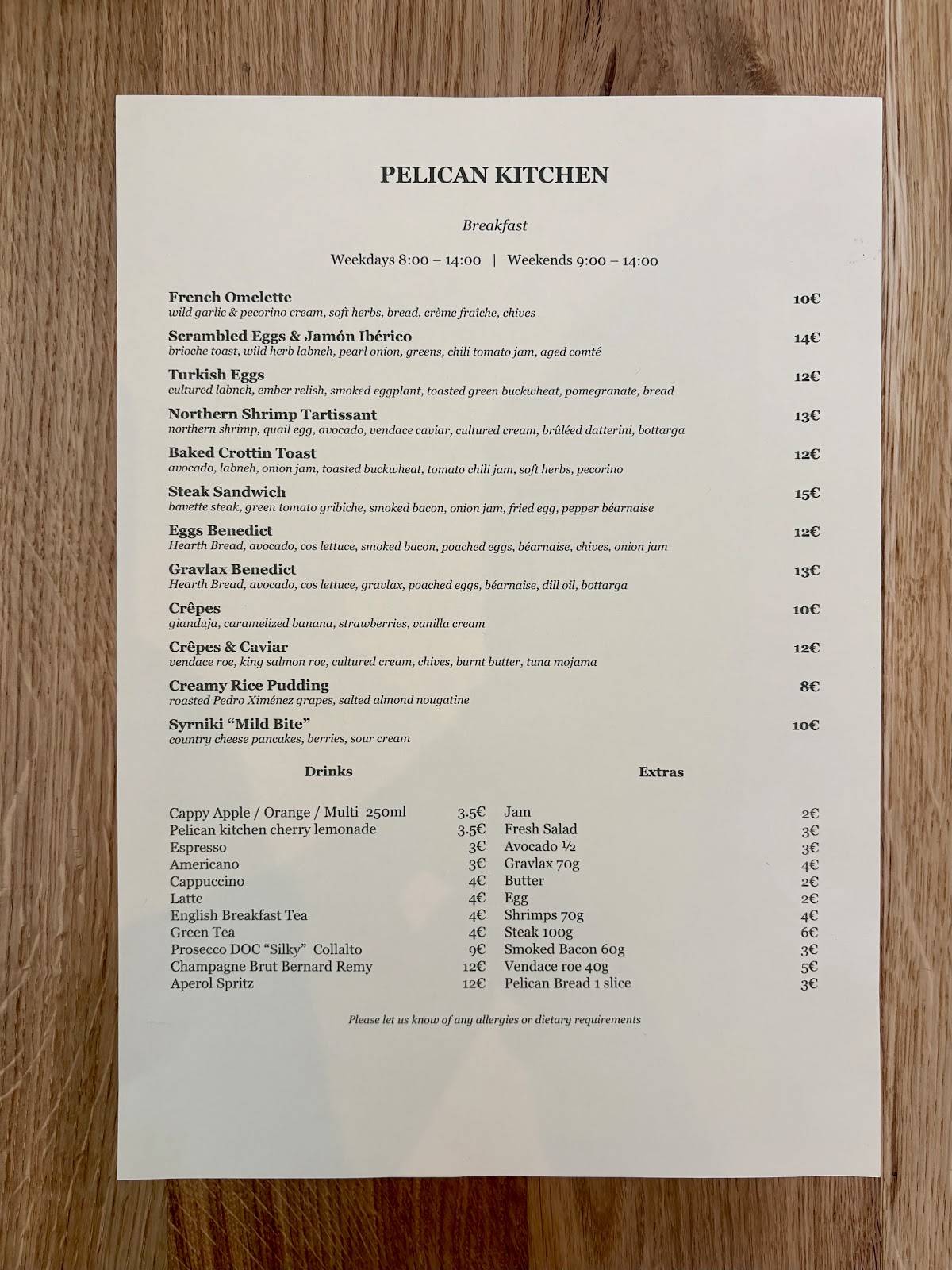 Pelican kitchen меню