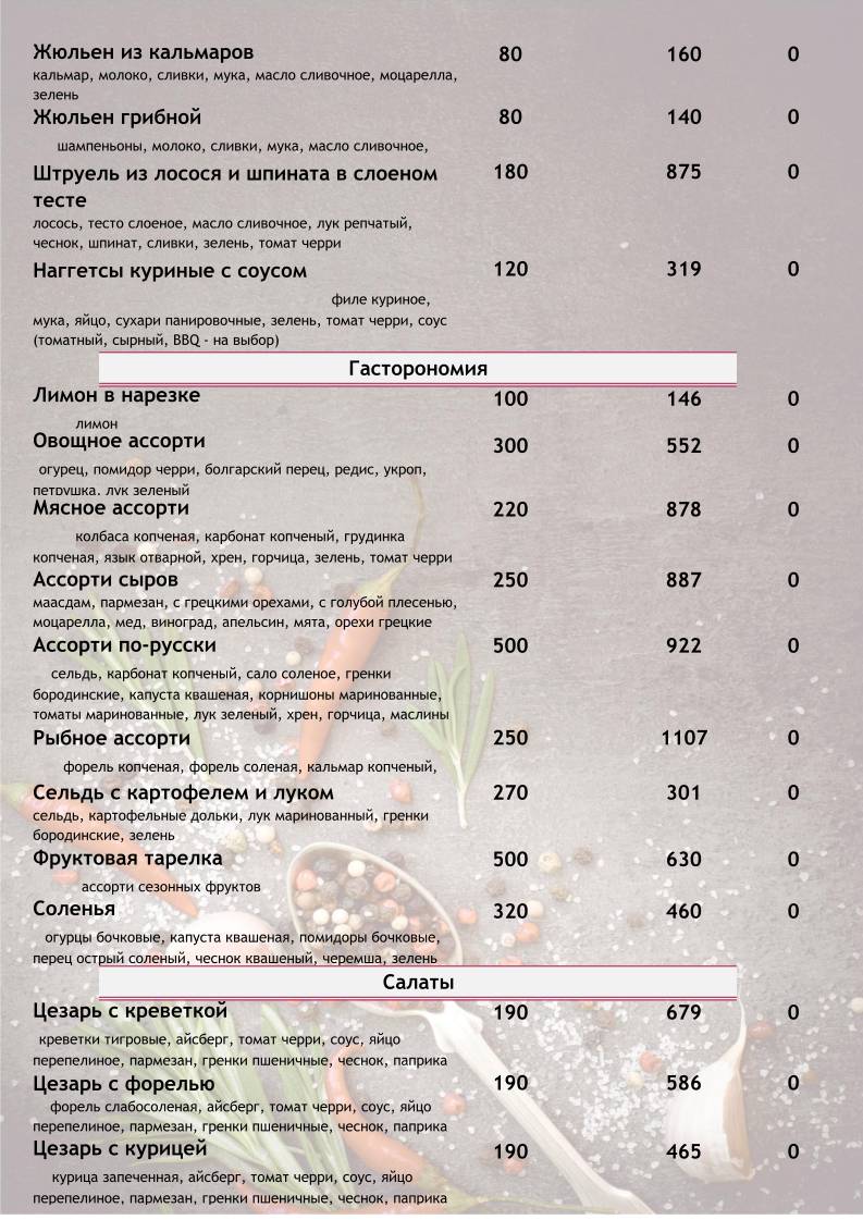 Миндаль меню