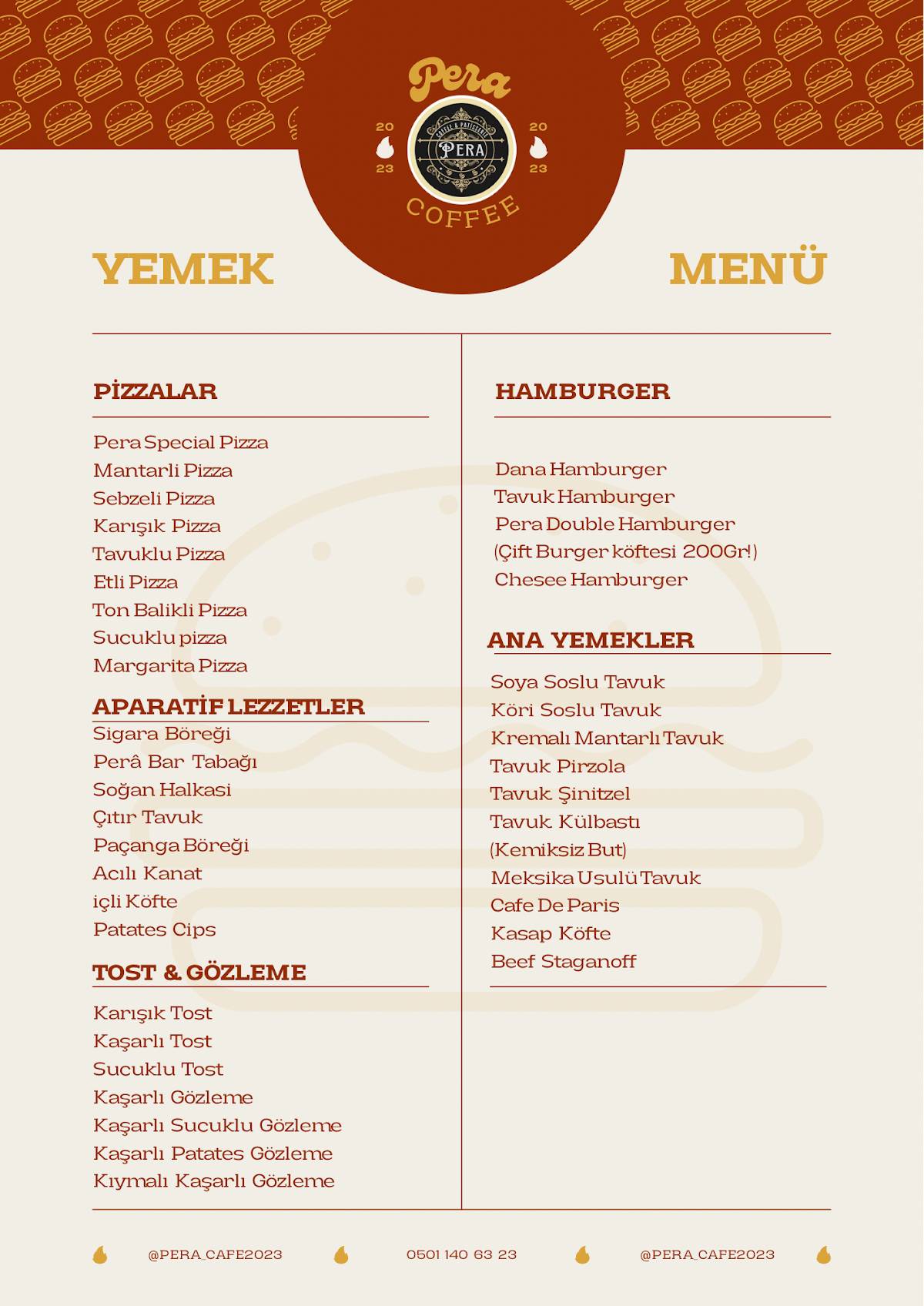 Pera Cafe меню
