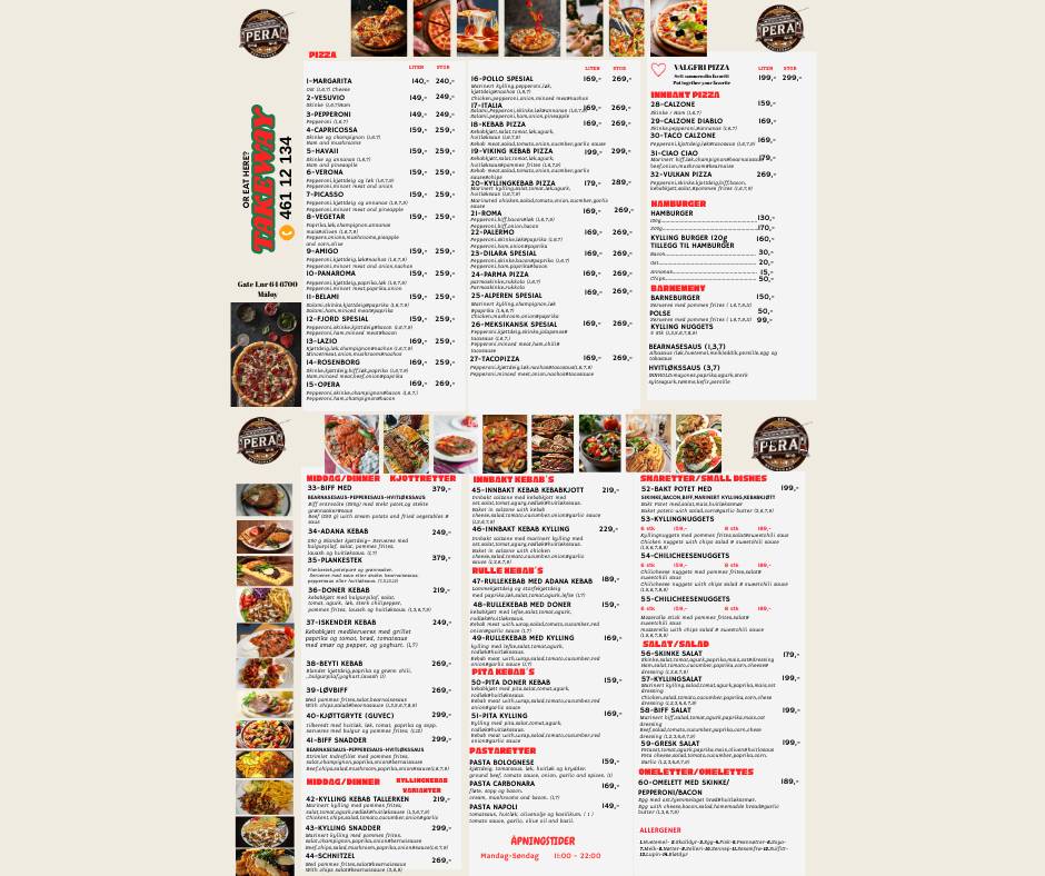 Pera restaurant меню