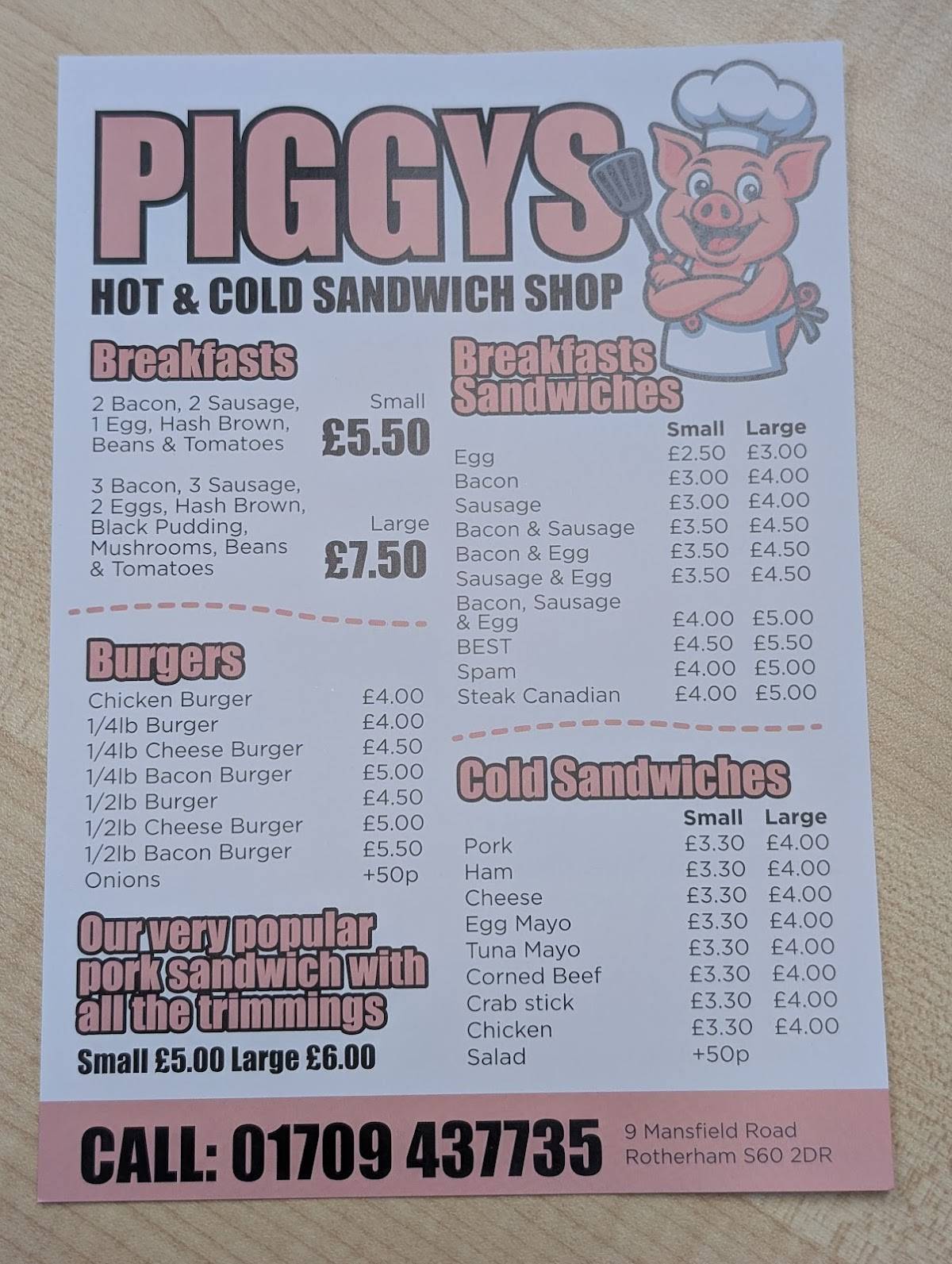 Piggy's меню