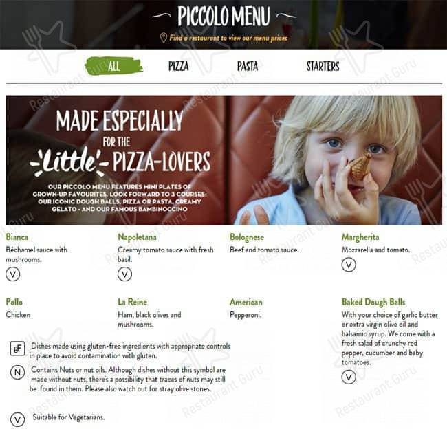 PizzaExpress меню