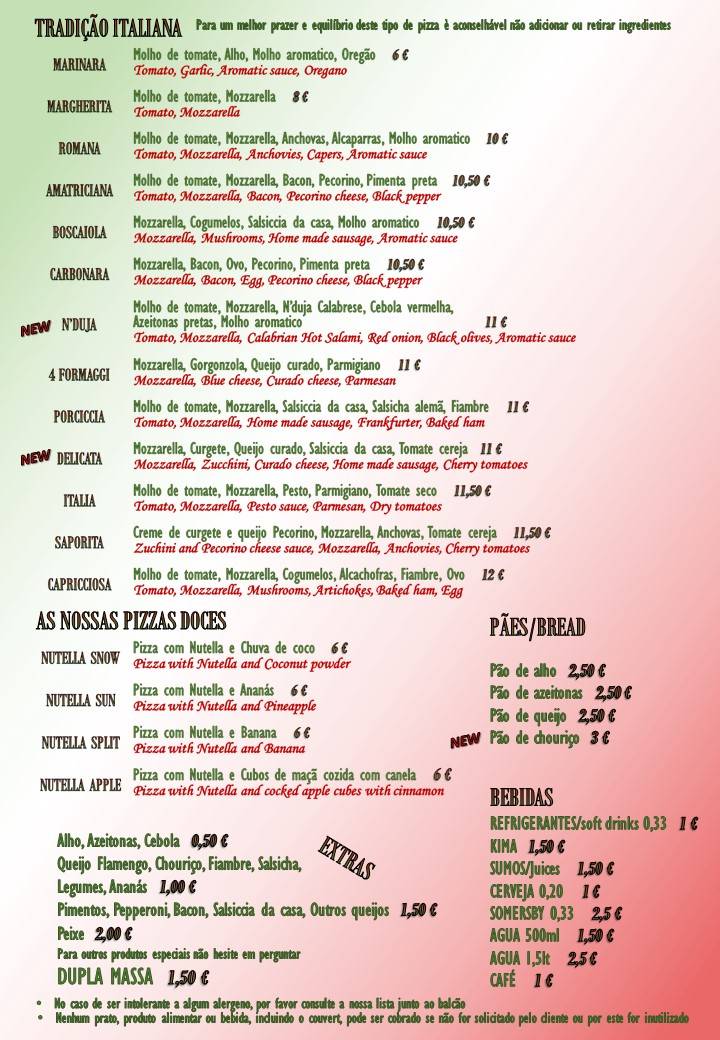 Pizza Roma Faial меню