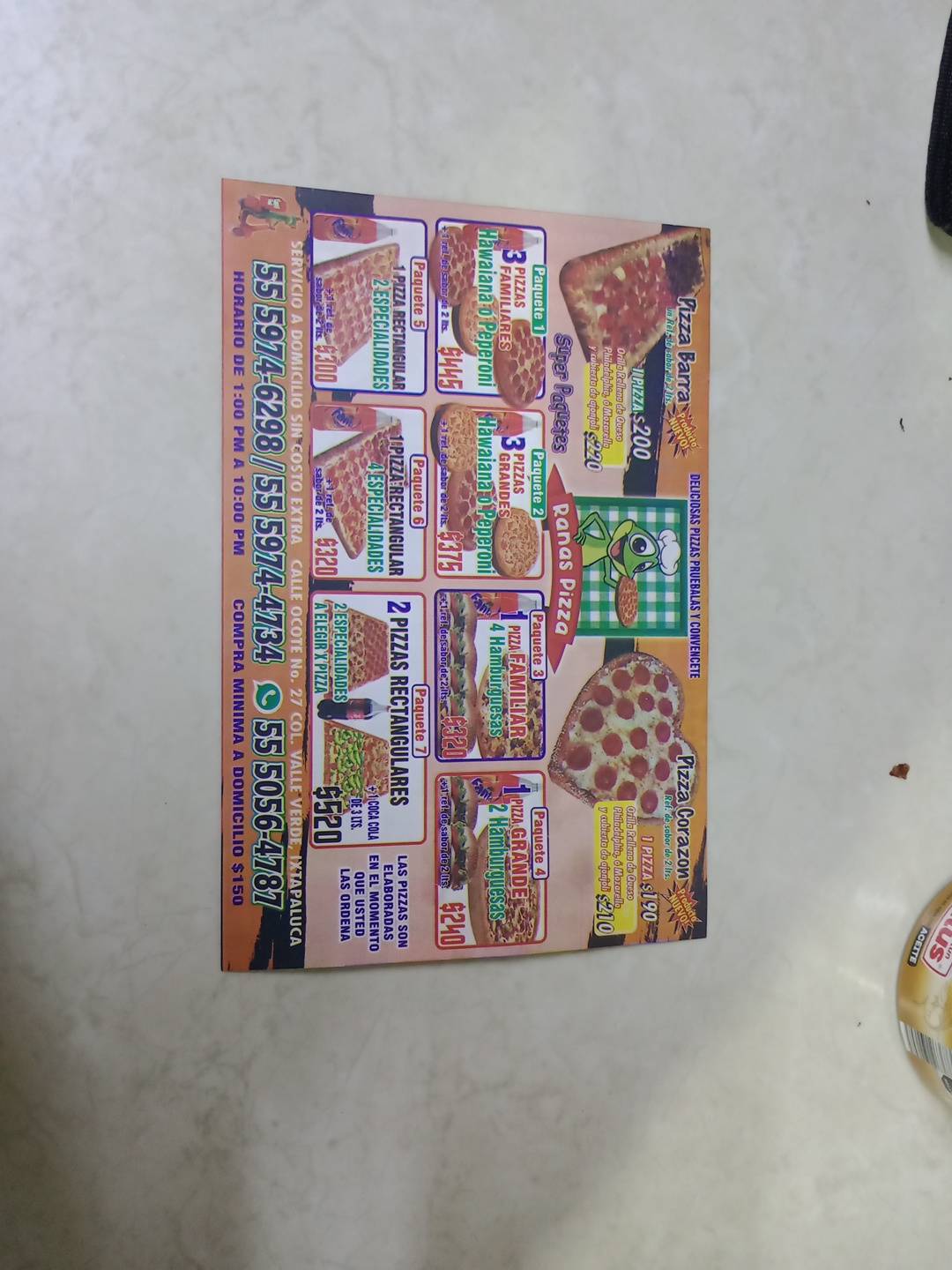 Pizzas Ranas меню