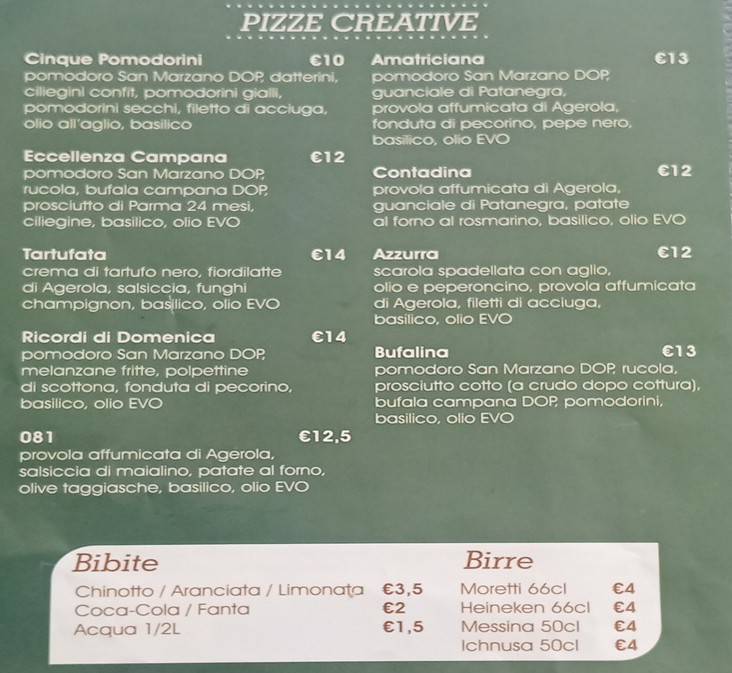 Pizzeria 081 меню