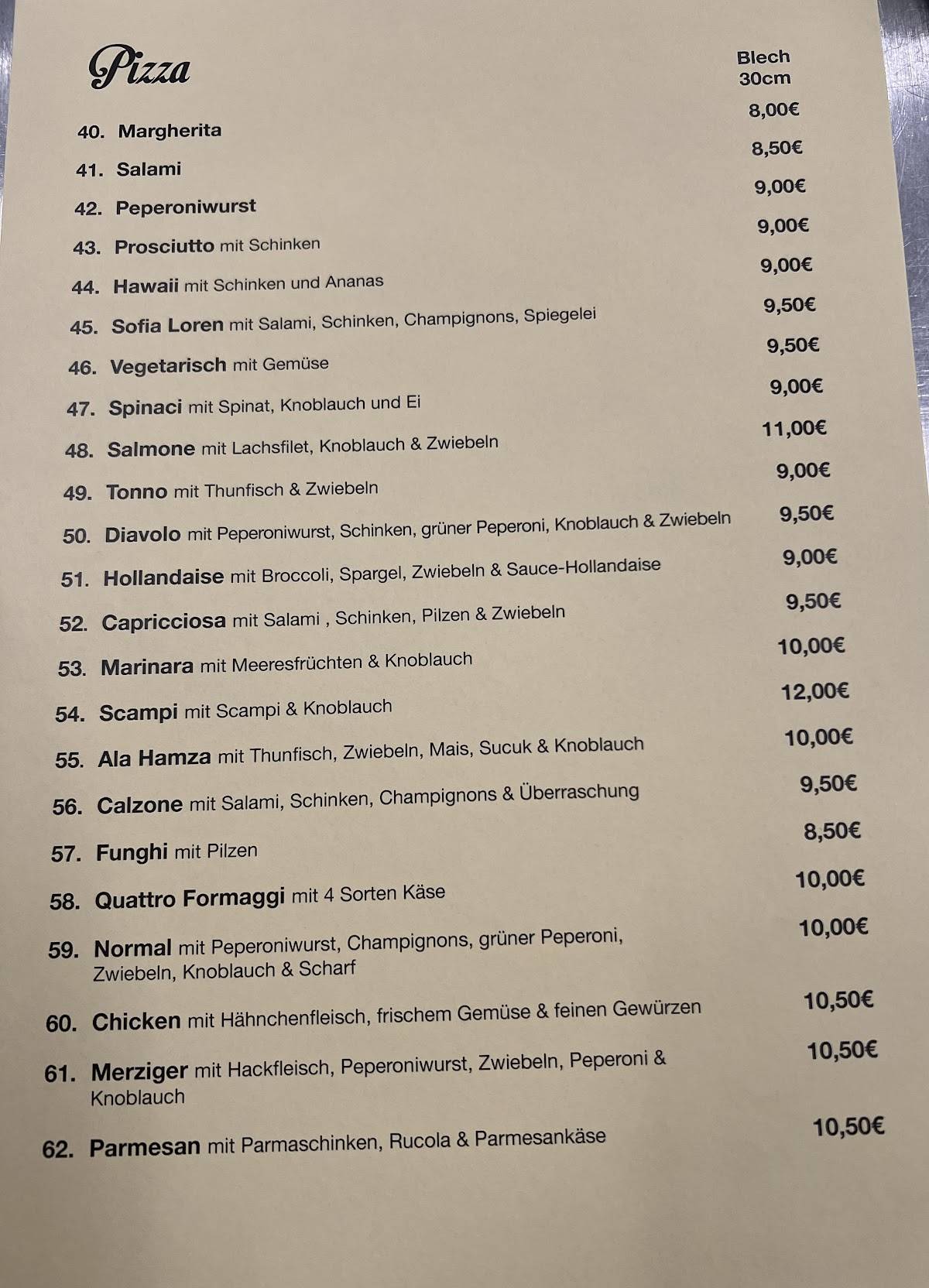 Pizzeria Calabria меню