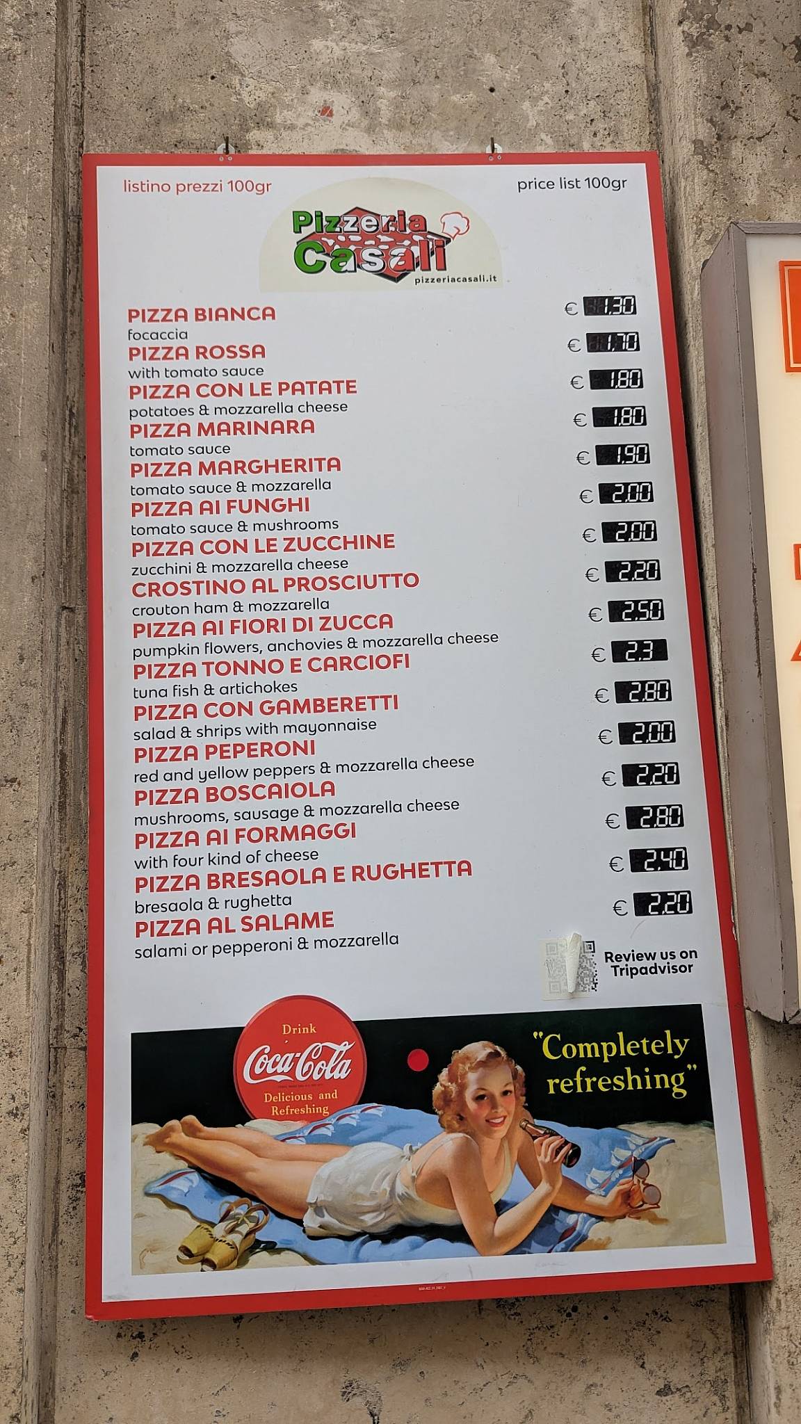 Pizzeria Casali меню