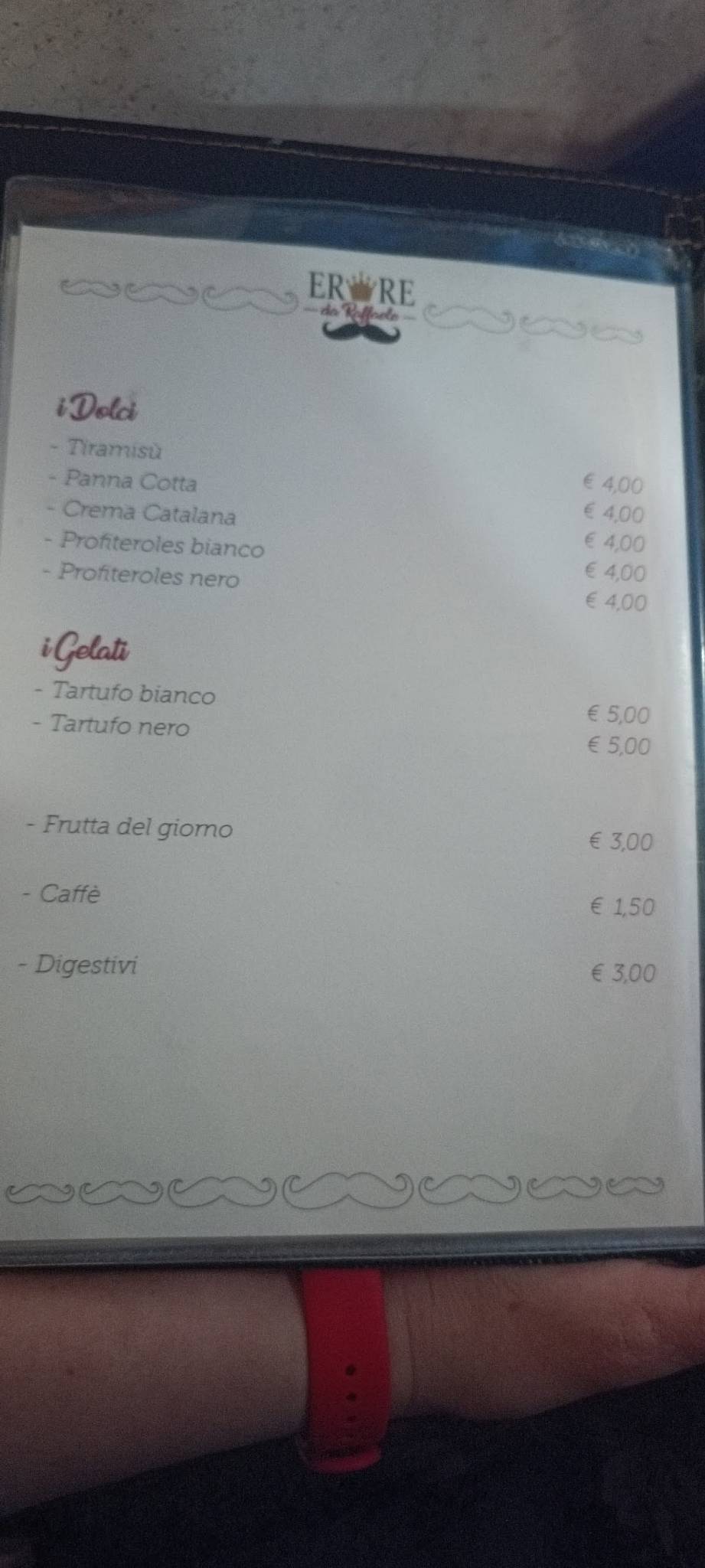 Er Re Ristorante Pizzeria меню