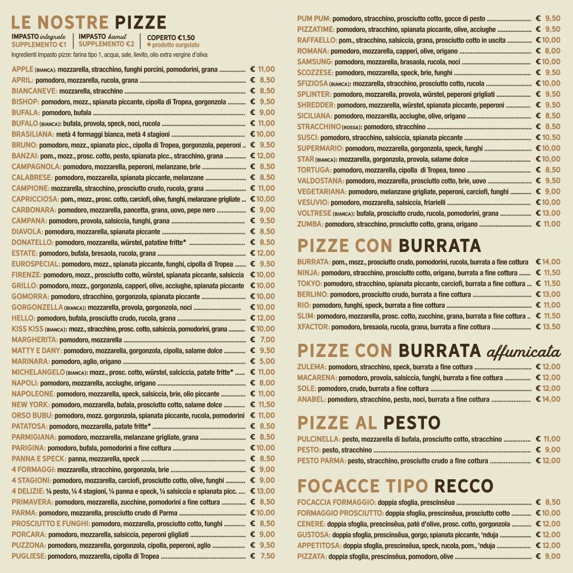 Pizzeria - Hamburgeria - Pizza Time меню