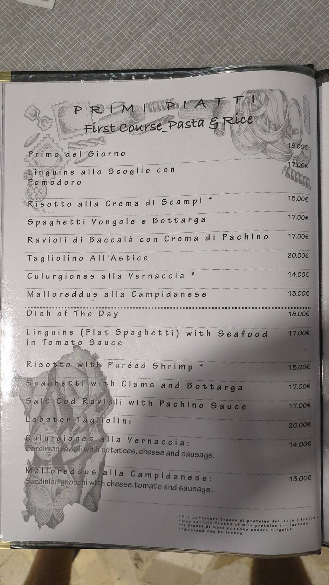 Ristorante Shardana меню