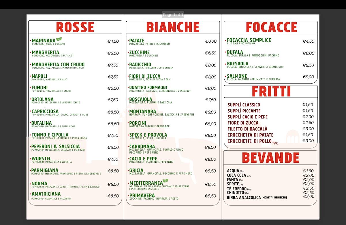Pizzeria Roma Capitale Kebab меню