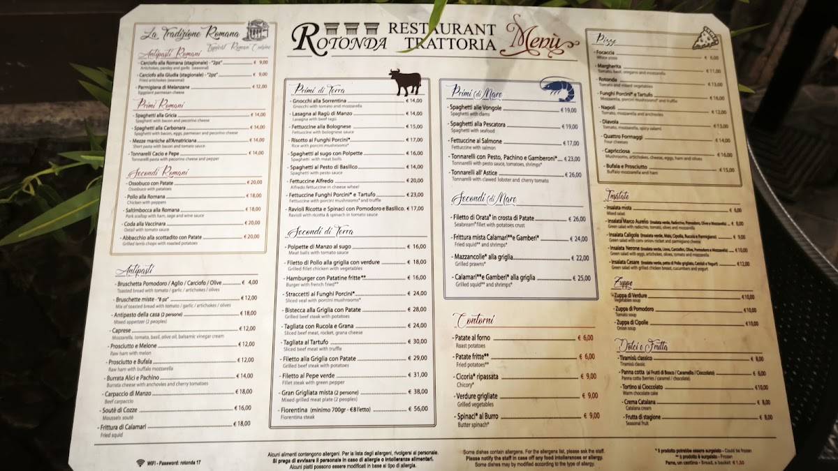 Rotonda Restaurant Trattoria меню