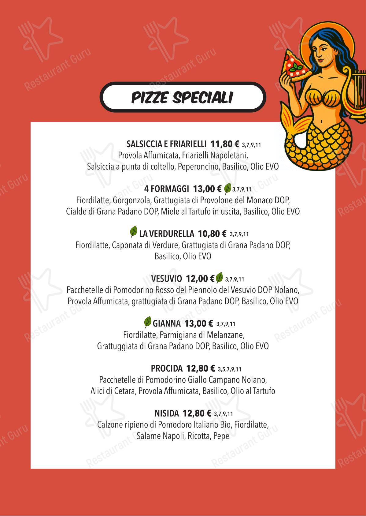 Меню напитков ресторана Pizzeria Santa Rita