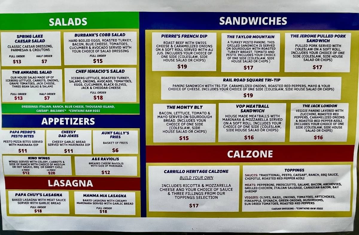 Santa Rosa Pizzeria меню