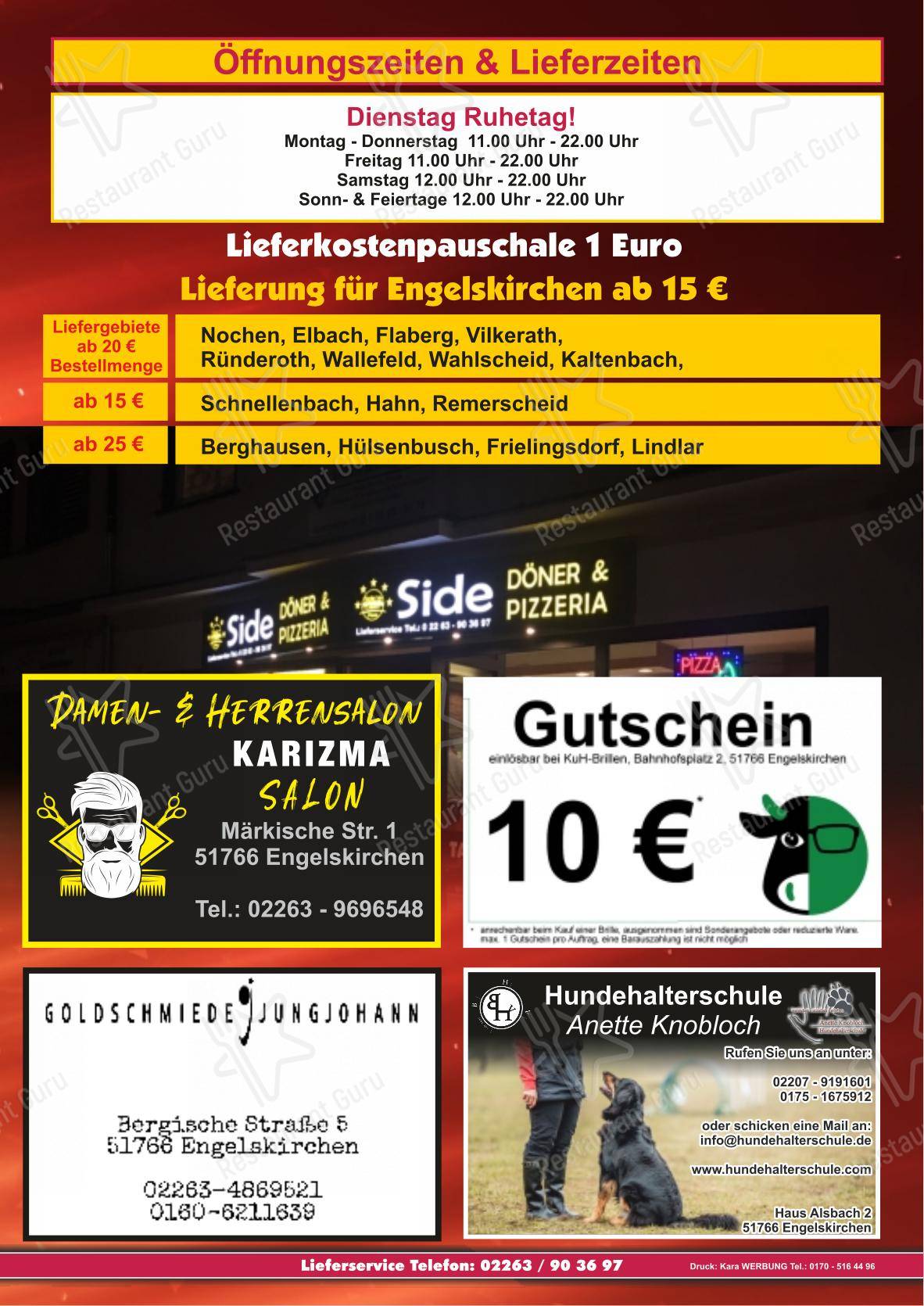 Меню пиццерии Pizzeria Milano Engelskirchen