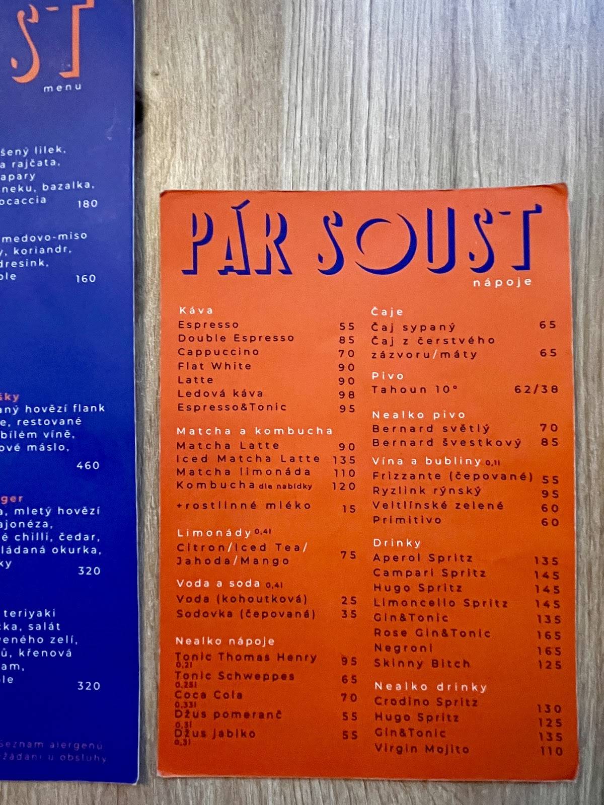 Pár Soust меню