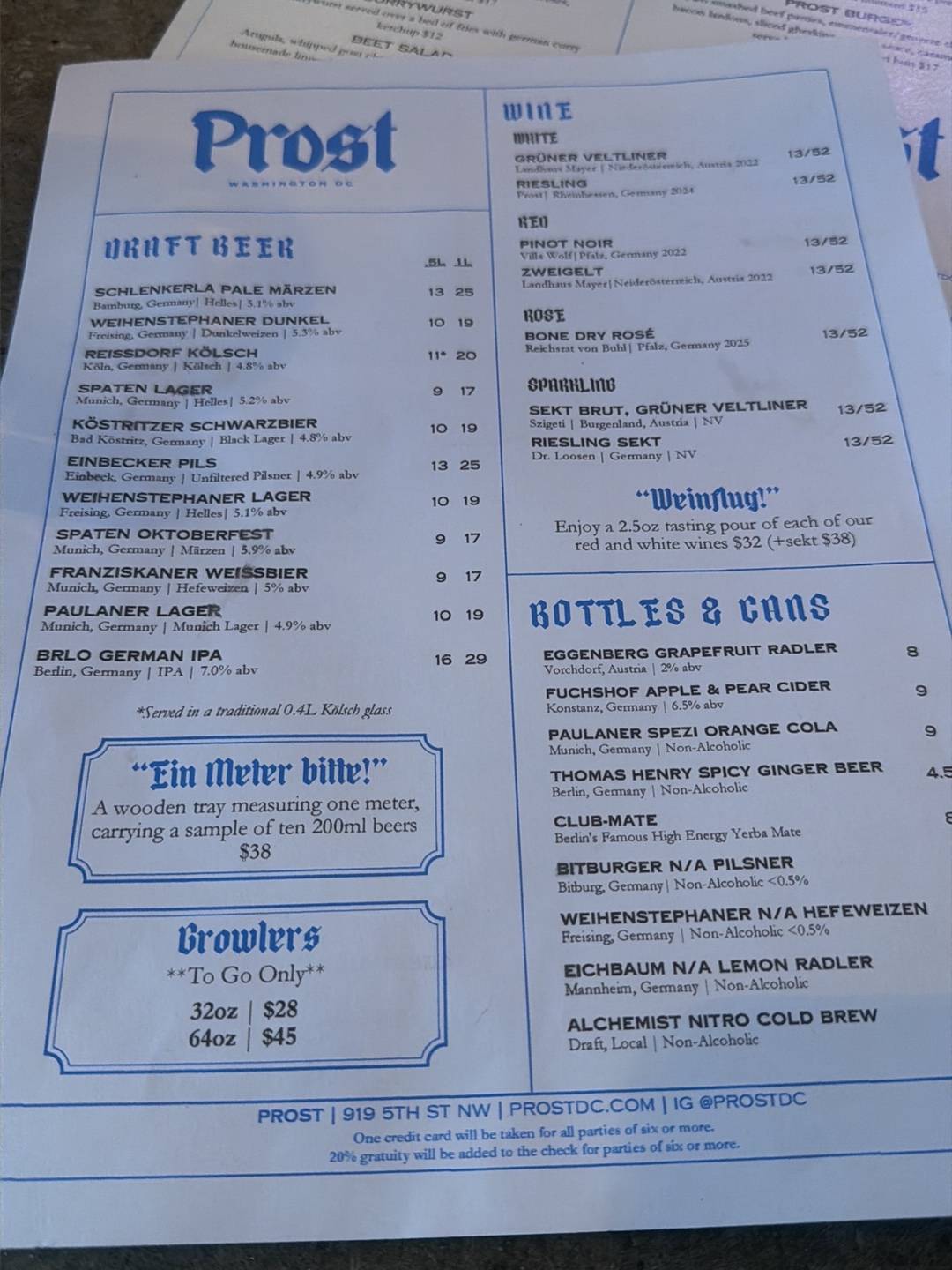 Prost DC меню