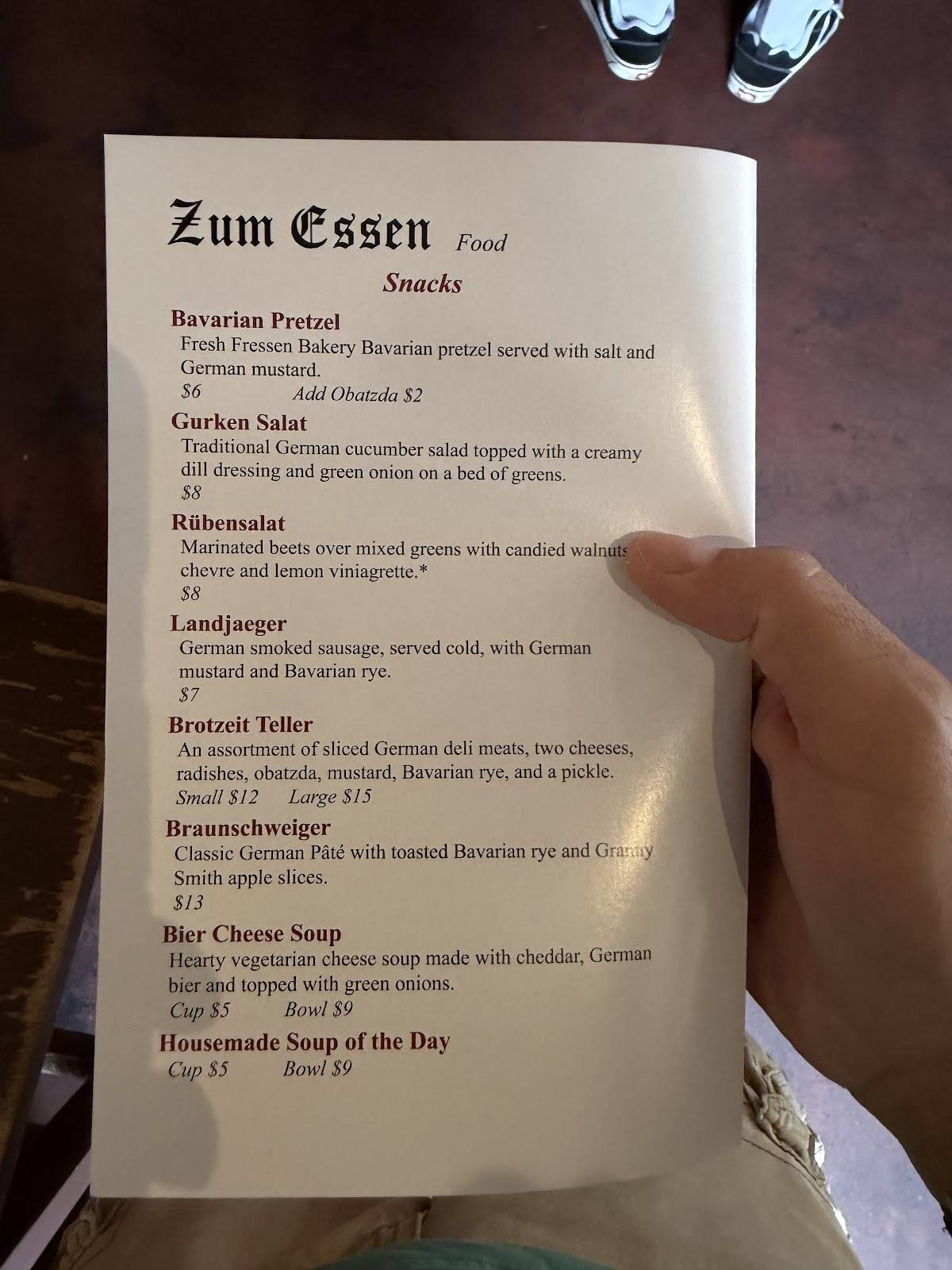 Prost! меню