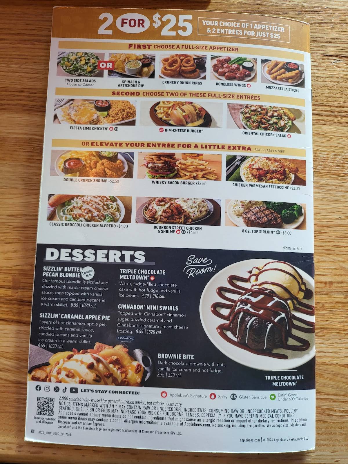 Applebee's Grill + Bar меню