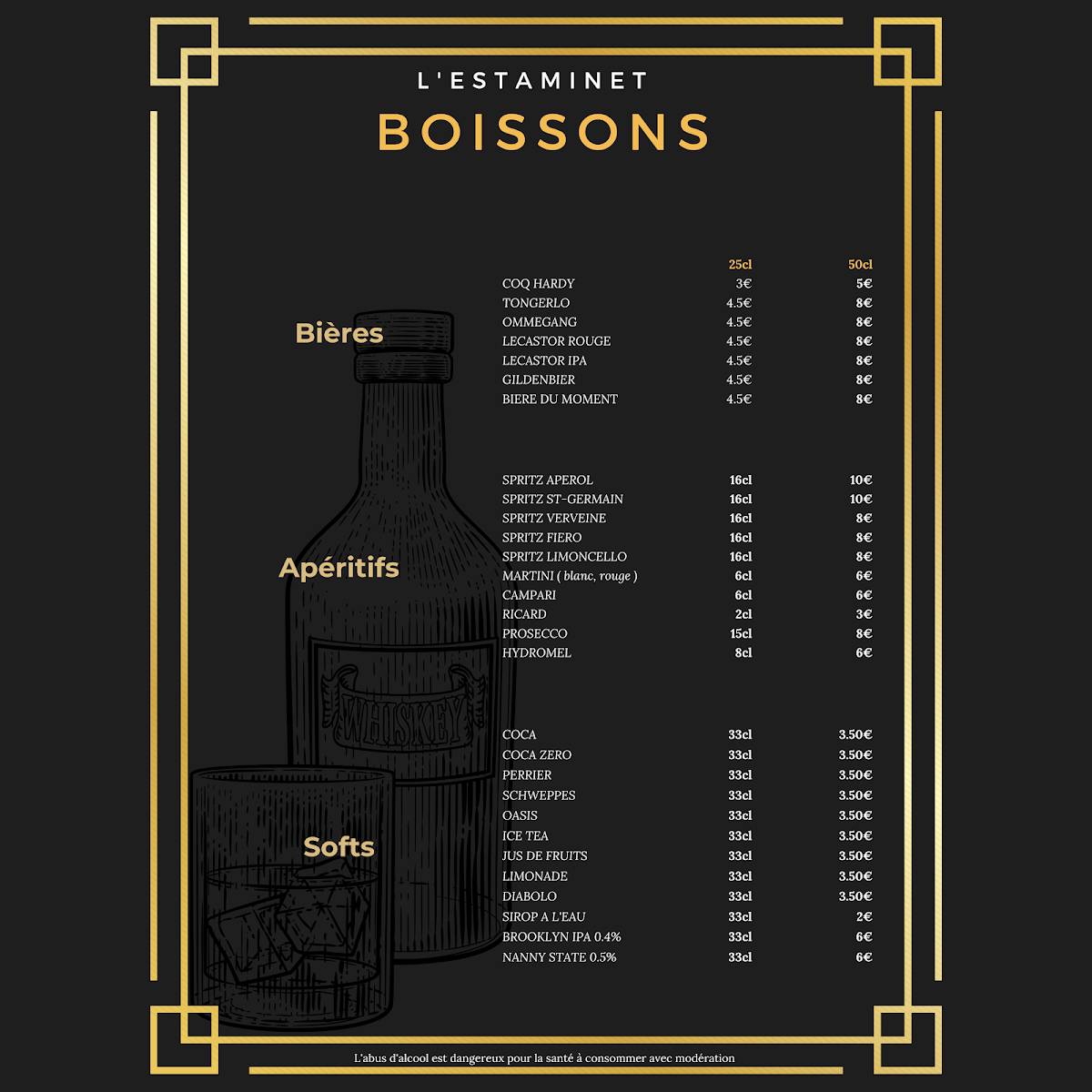 L'ESTAMINET BIERES & COCKTAILS меню