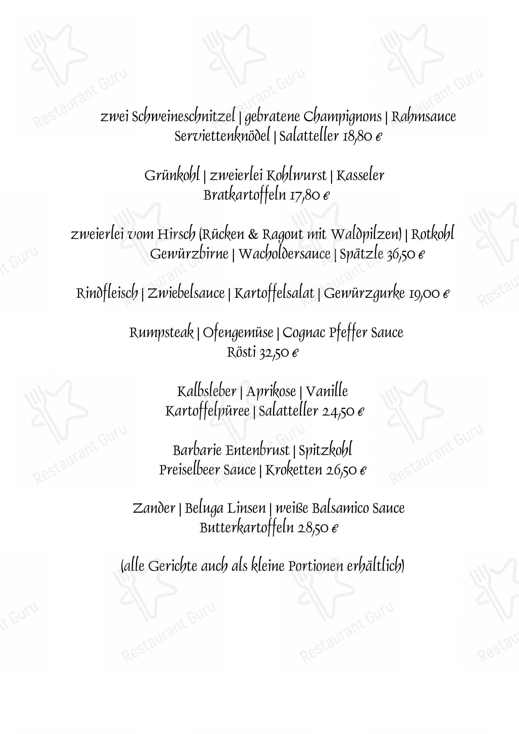 Меню ресторана Pütt´s Gasthaus