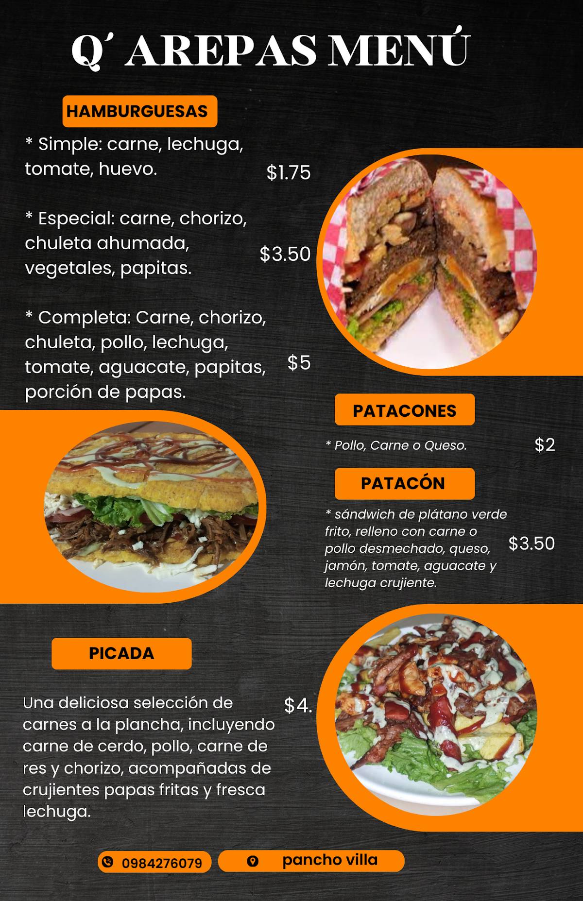 Qarepas comida venezolana меню