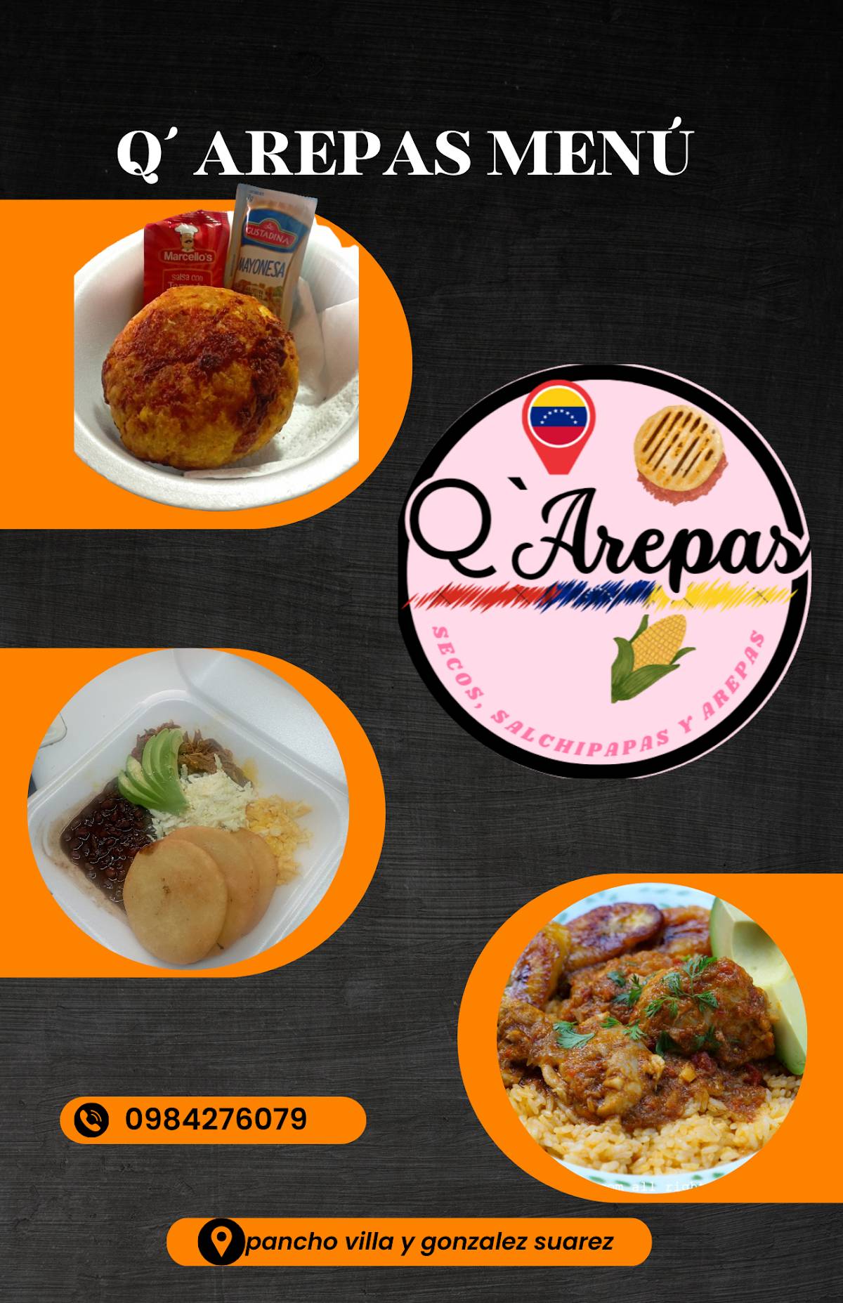 Qarepas comida venezolana меню