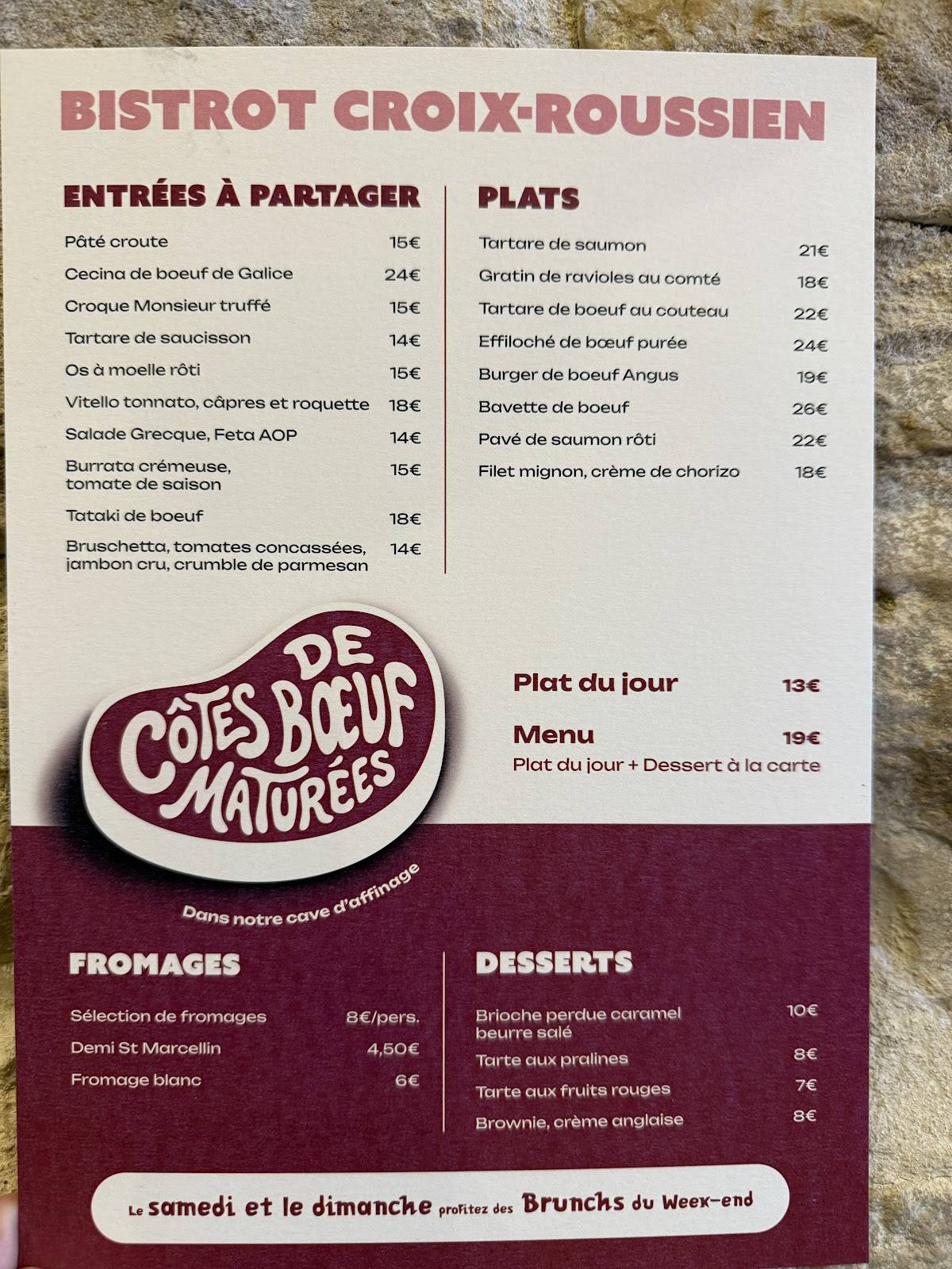 Quantine Bistrot Croix-Roussien / Brunch Samedi et Dimanche меню