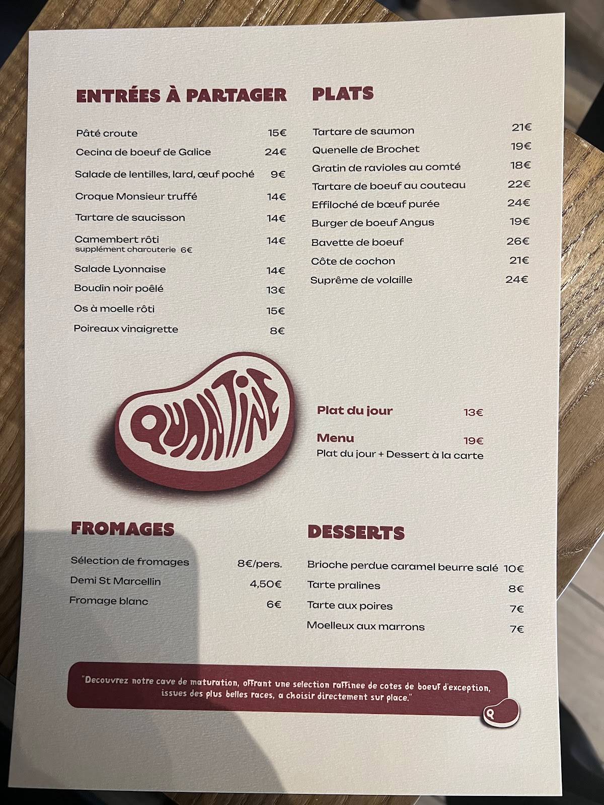 Quantine Bistrot Croix-Roussien / Brunch Samedi et Dimanche меню