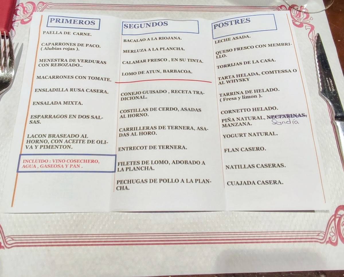 RESTAURANTE CASA PACO DE RODEZNO меню