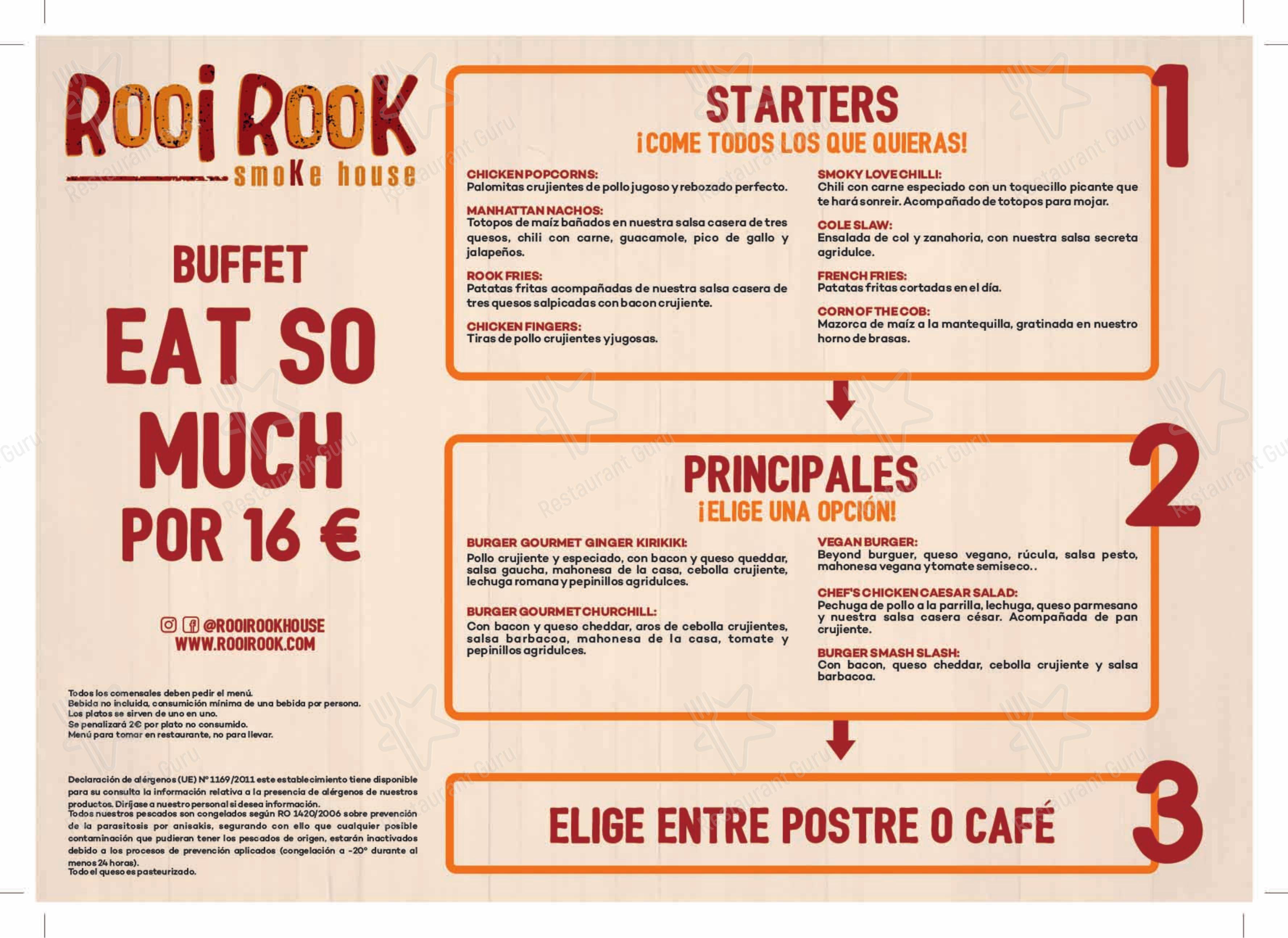 Меню ресторана ROOI ROOK MÓSTOLES - Меню