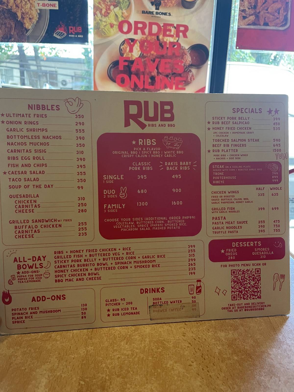 RUB Ribs & BBQ меню