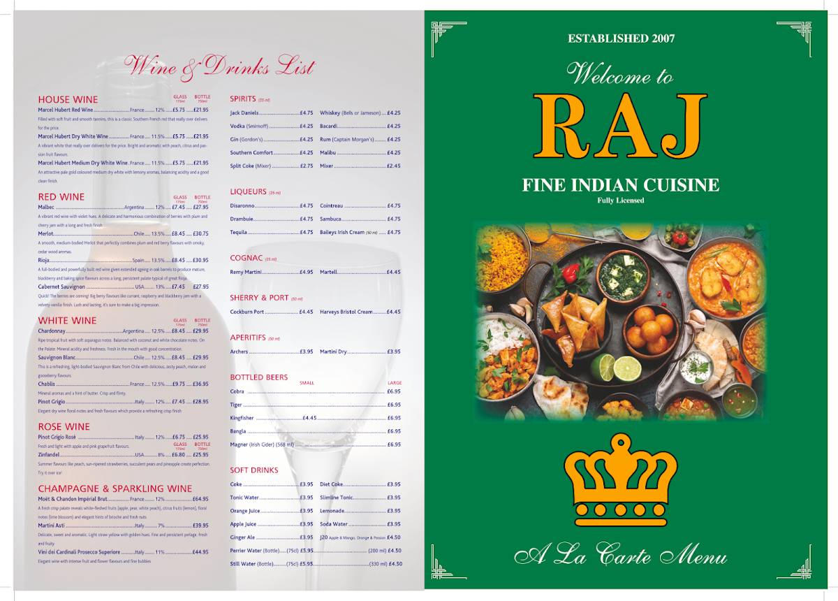 Raj Fine Indian Cuisine меню