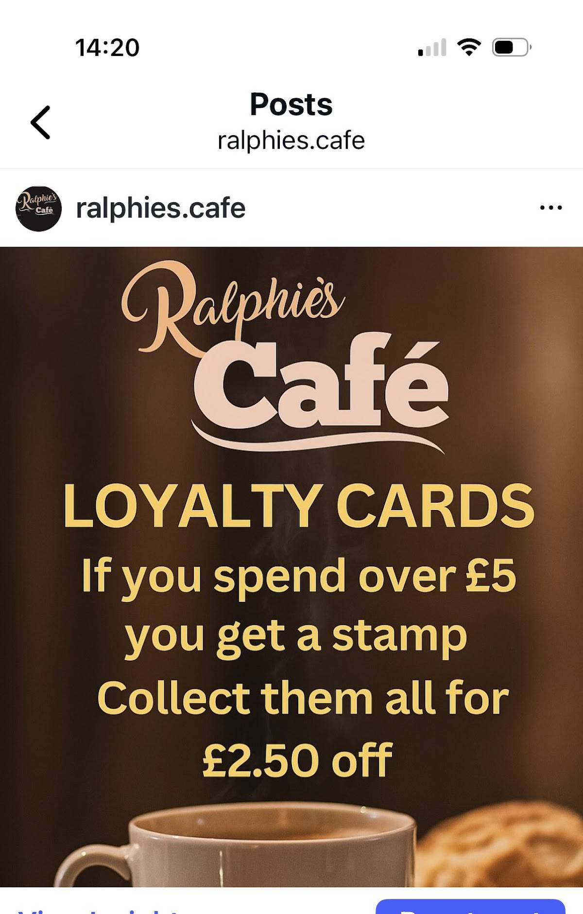 Ralphies cafe меню